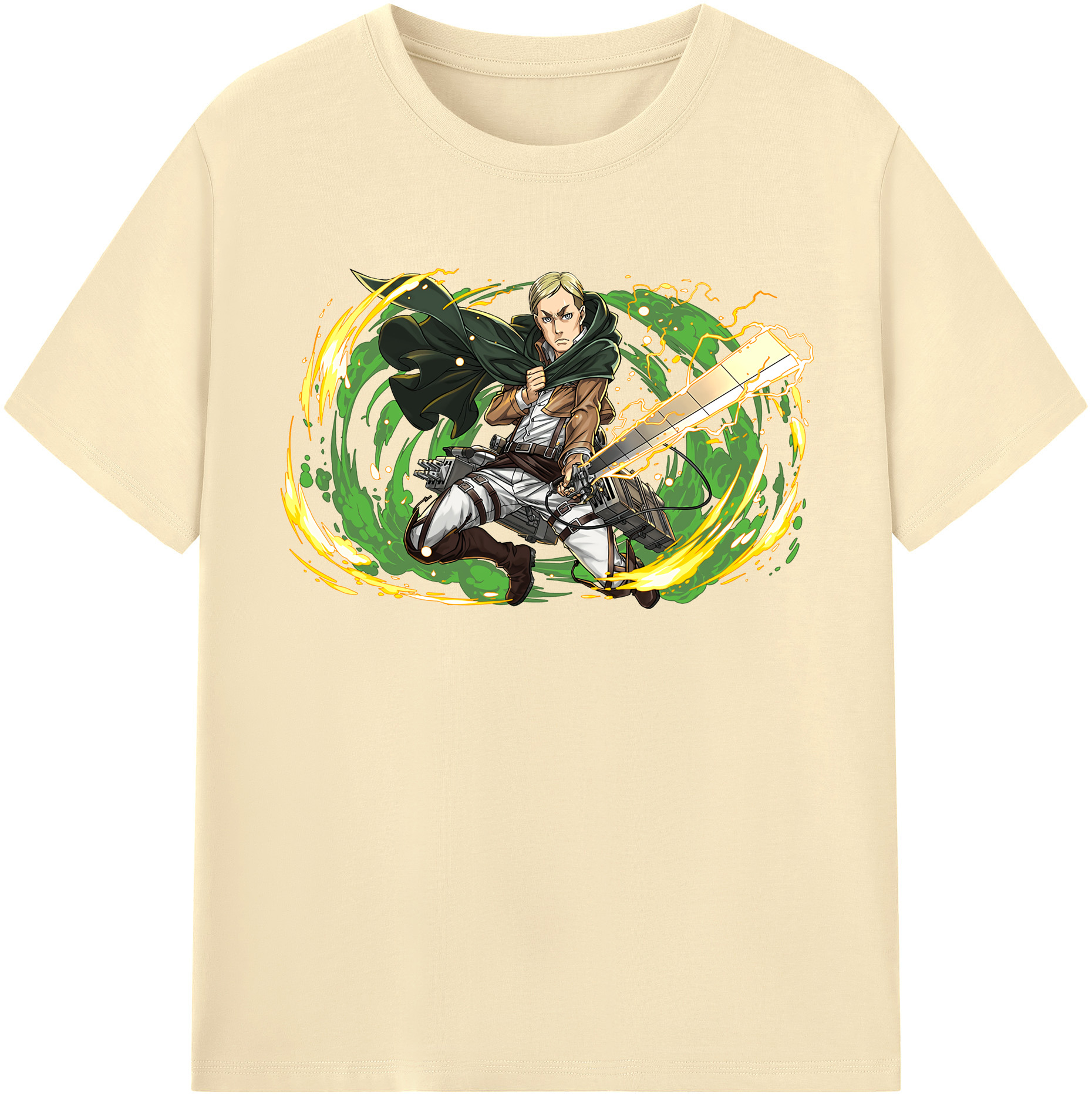 （画像用） 進撃の巨人 エルヴィン・スミス Attack on Titan Erwin Smith 綿100％半袖Tシャツ（フロントプリント）
