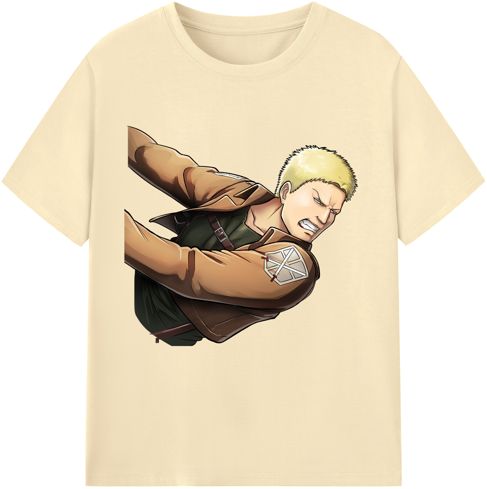 （画像用） 進撃の巨人 ライナー・ブラウン Attack on Titan Reiner Braun 綿100％半袖Tシャツ（フロントプリント）