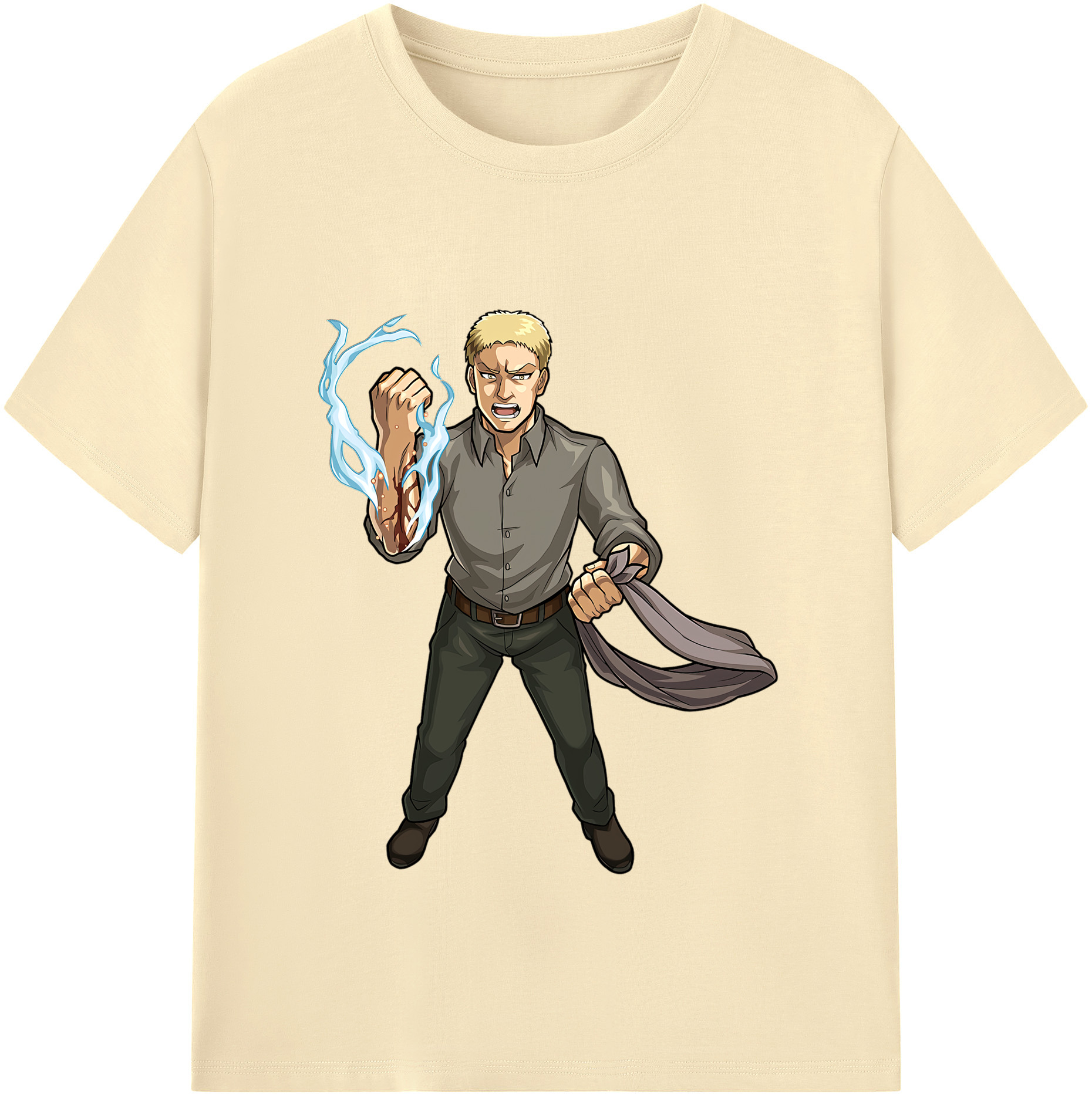 （画像用） 進撃の巨人 ライナー・ブラウン Attack on Titan Reiner Braun 綿100％半袖Tシャツ（フロントプリント）