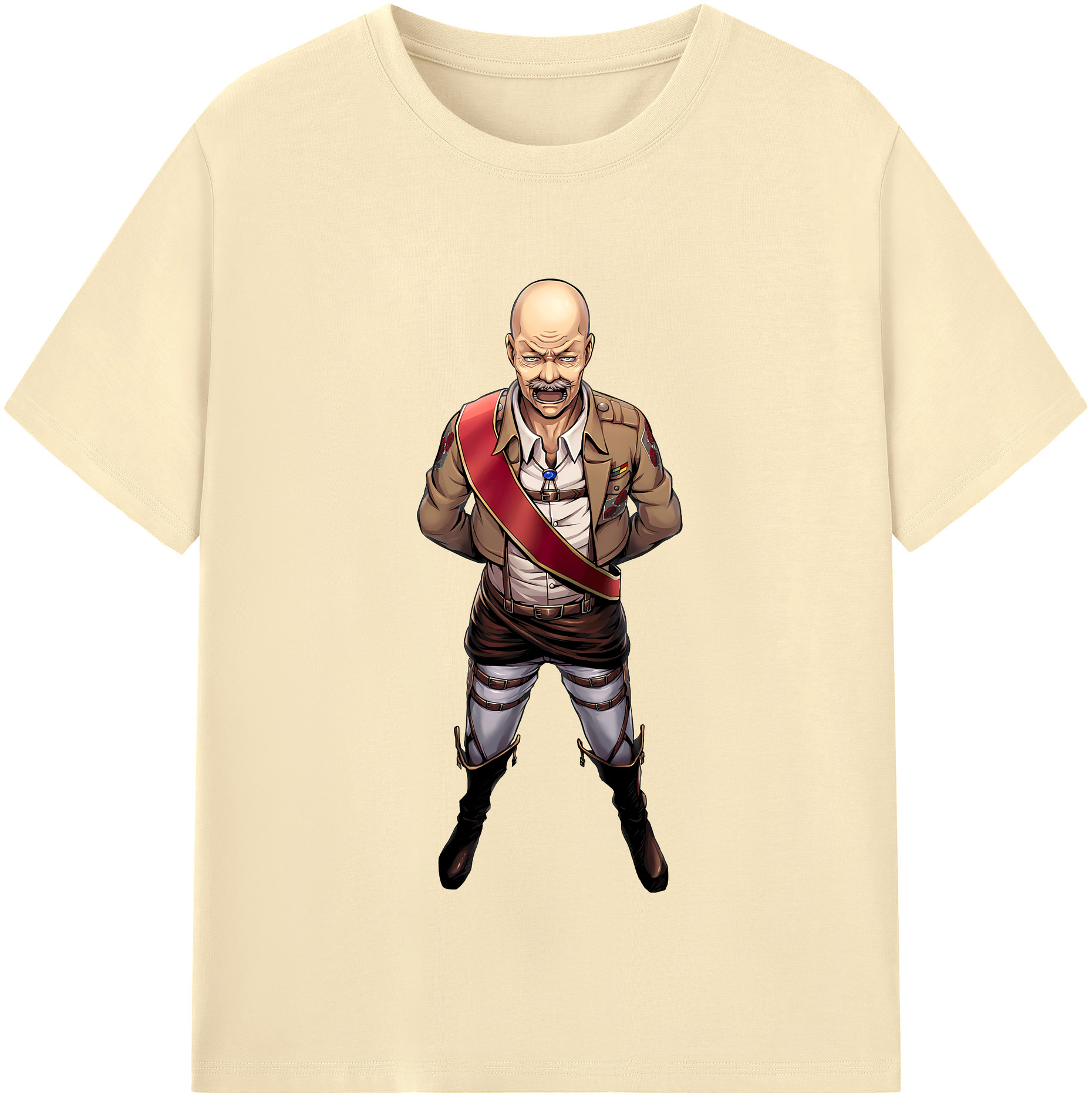 （画像用） 進撃の巨人 ドット·ピクシス Attack on Titan Dot Pixis 綿100％半袖Tシャツ（フロントプリント）