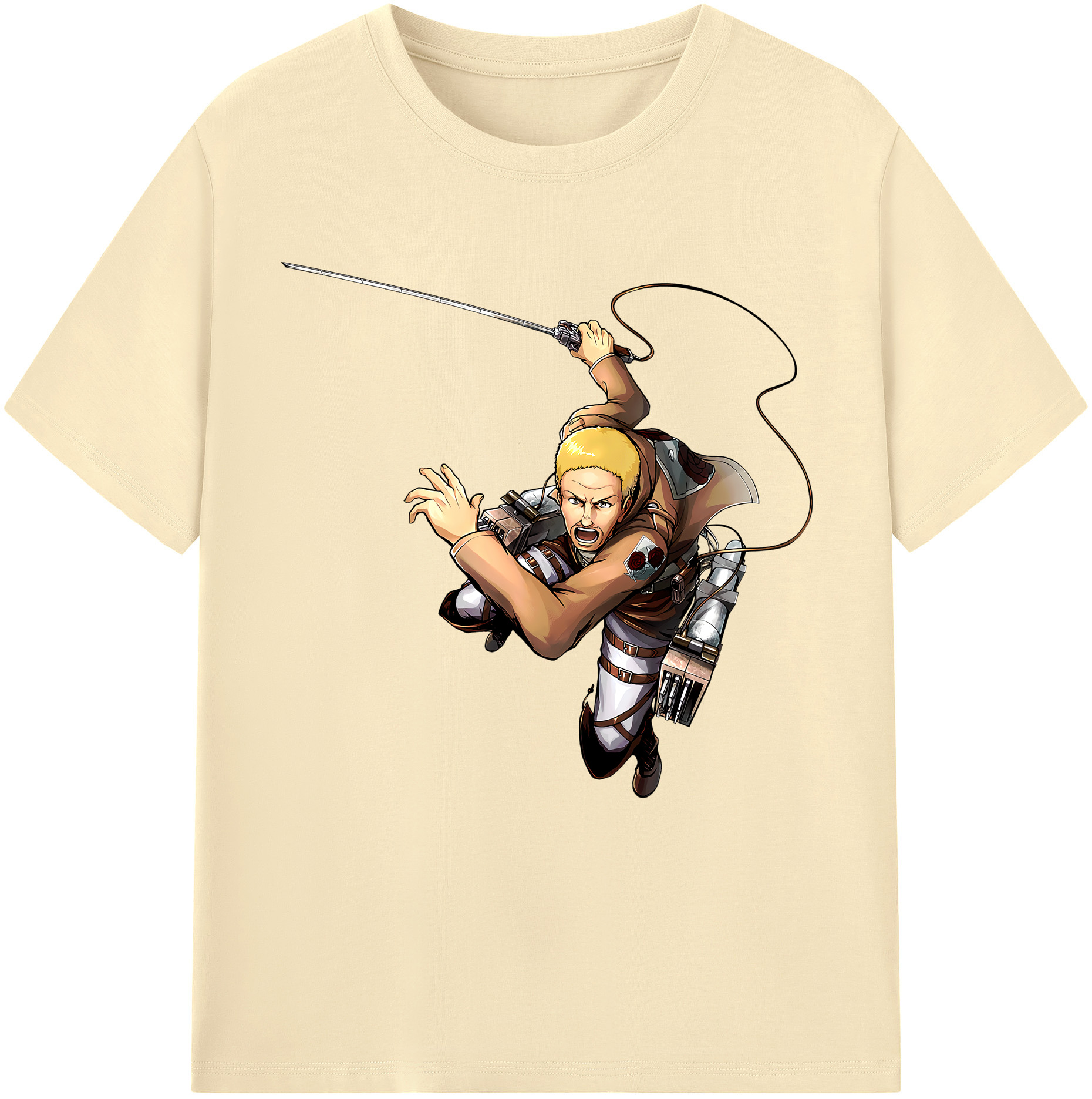 （画像用） 進撃の巨人 ハンネス Attack on Titan Hannes 綿100％半袖Tシャツ（フロントプリント）