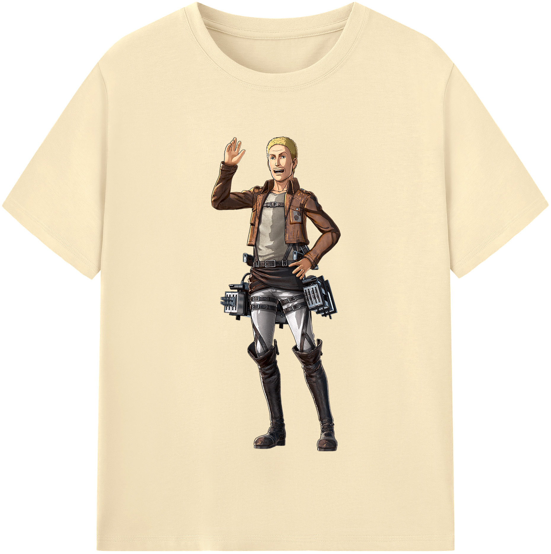 （画像用） 進撃の巨人 ハンネス Attack on Titan Hannes 綿100％半袖Tシャツ（フロントプリント）