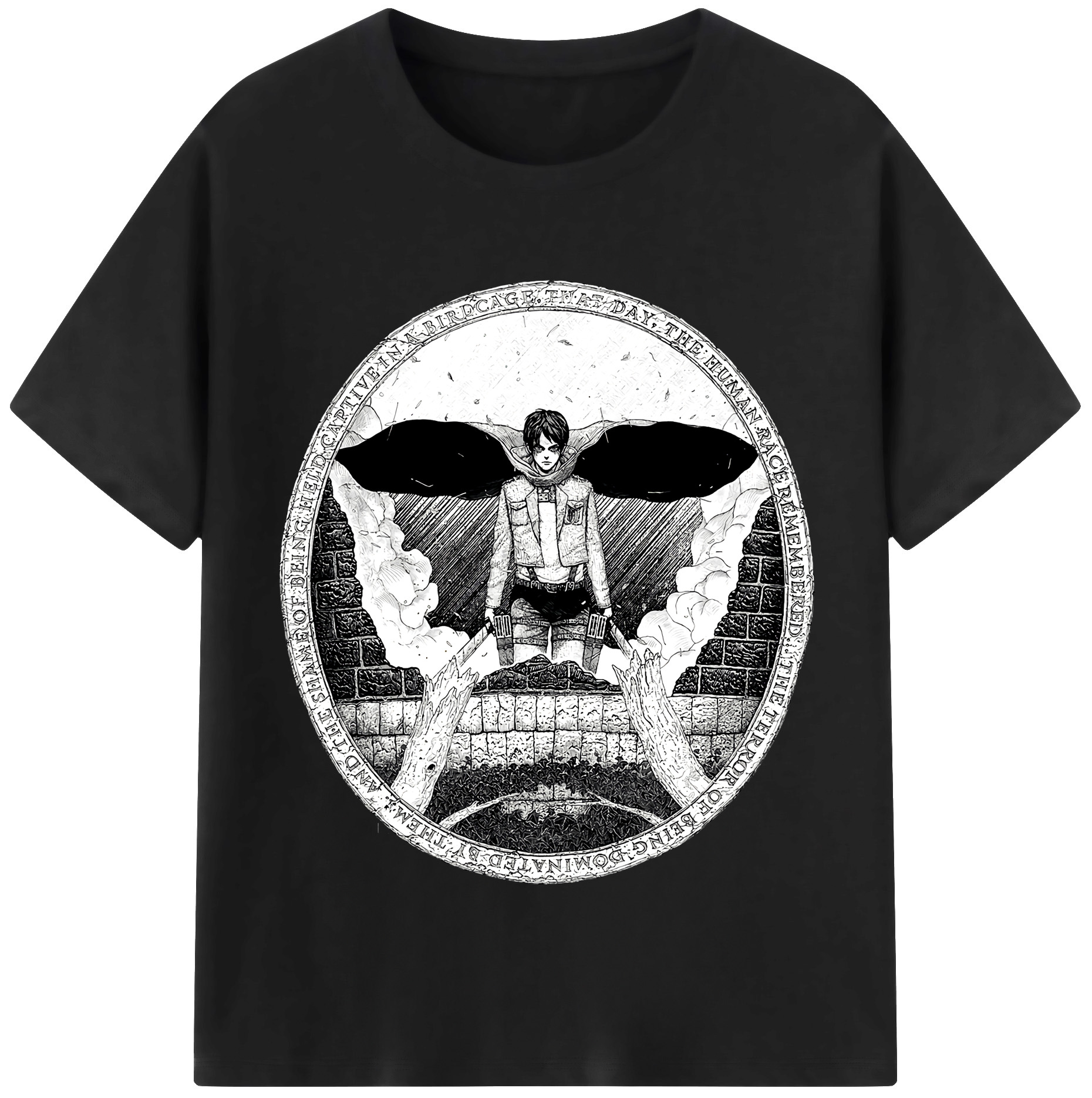 （画像用） 進撃の巨人 エレン･イェーガー Attack on Titan Eren Jäger 綿100％半袖Tシャツ（フロントプリント）