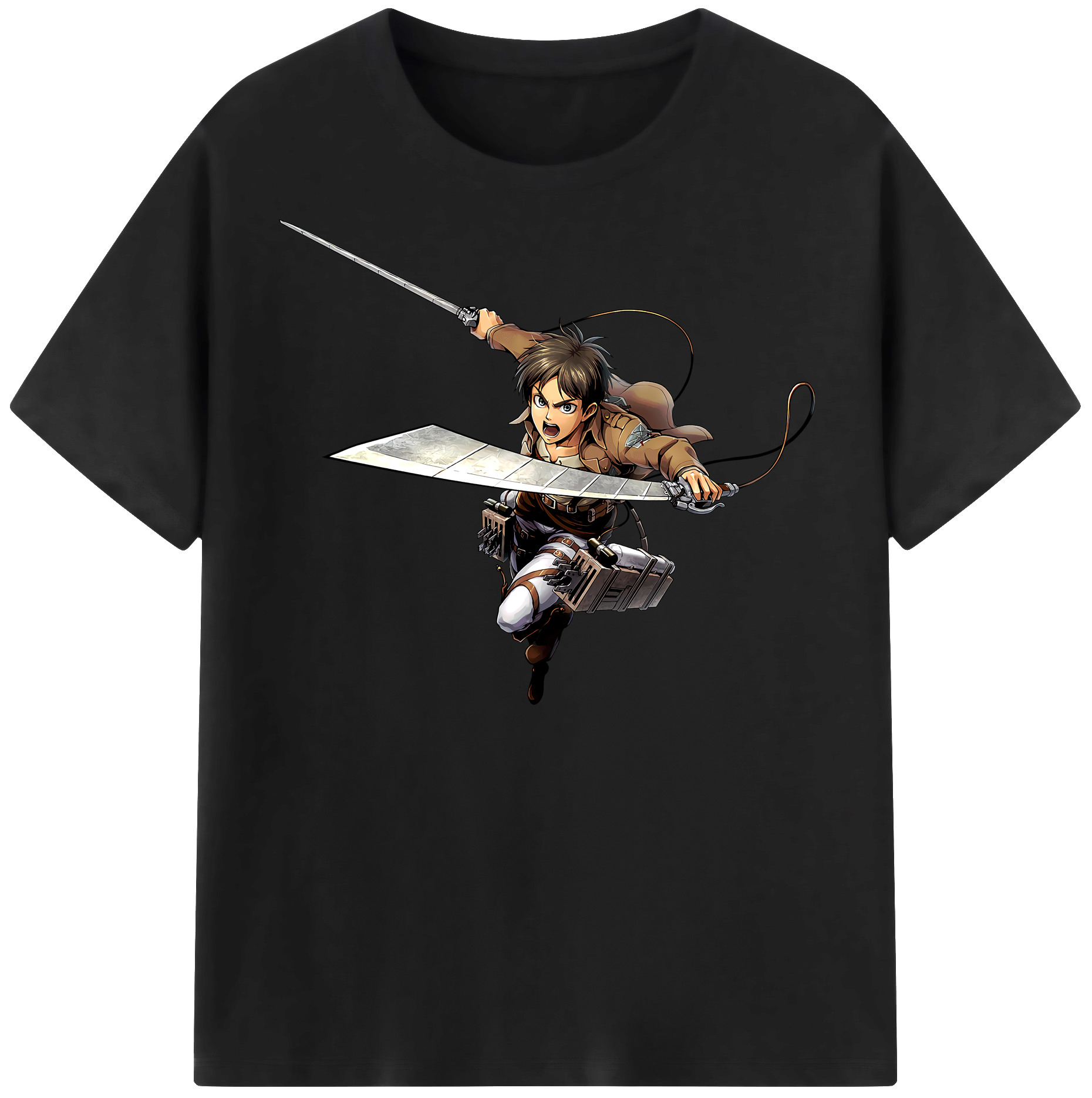 （画像用） 進撃の巨人 エレン･イェーガー Attack on Titan Eren Jäger 綿100％半袖Tシャツ（フロントプリント）
