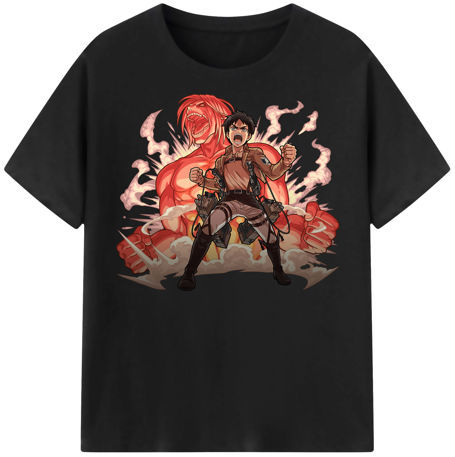 （画像用） 進撃の巨人 エレン･イェーガー Attack on Titan Eren Jäger 綿100％半袖Tシャツ（フロントプリント）