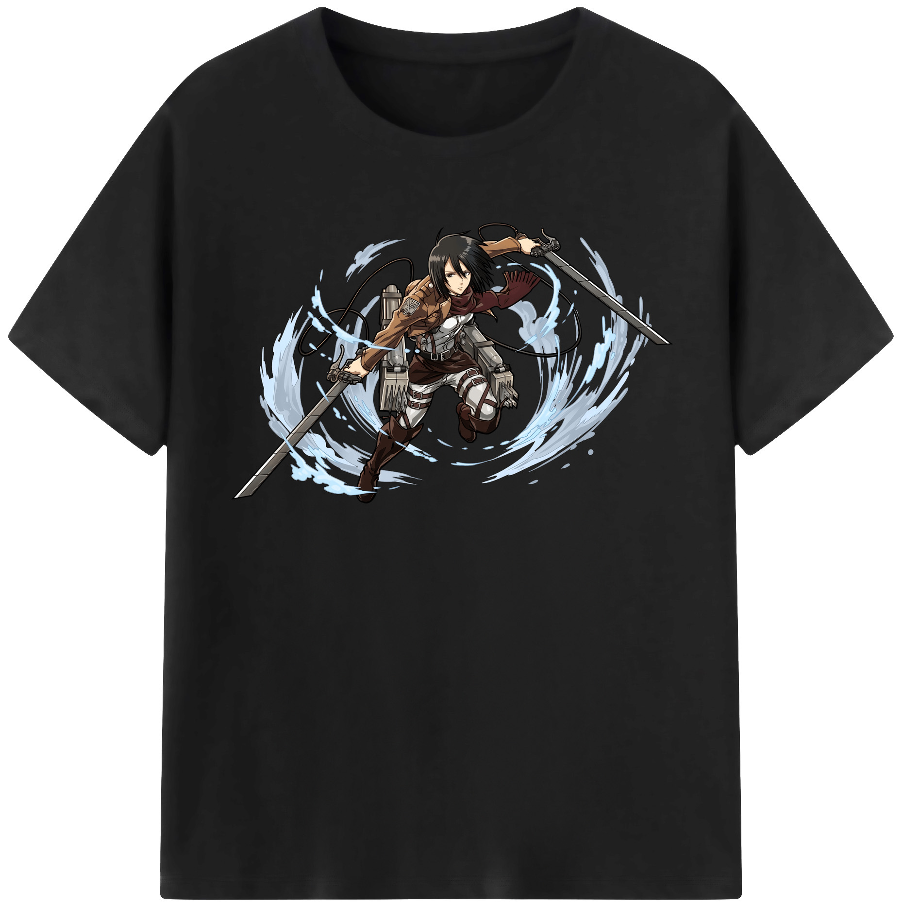 （画像用） 進撃の巨人 ミカサ·アッカーマン Attack on Titan Mikasa Ackerman 綿100％半袖Tシャツ（フロントプリント）