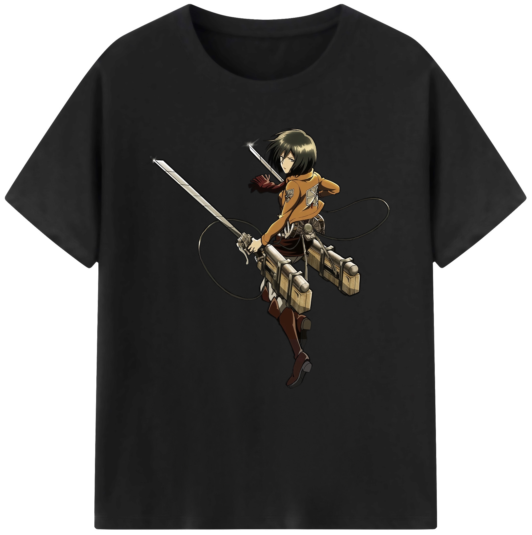 （画像用） 進撃の巨人 ミカサ·アッカーマン Attack on Titan Mikasa Ackerman 綿100％半袖Tシャツ（フロントプリント）