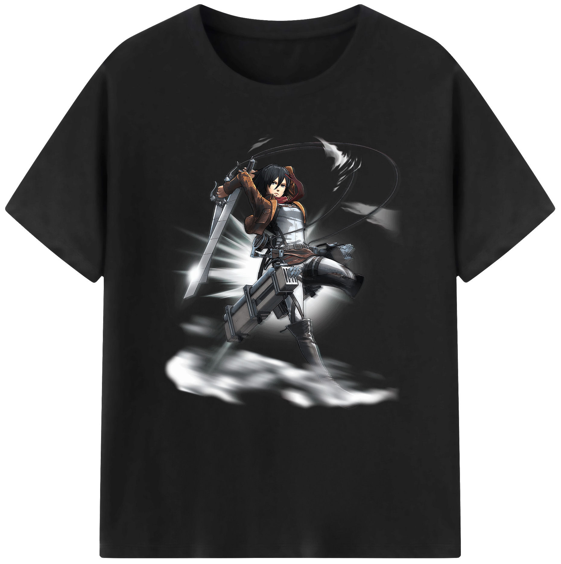 （画像用） 進撃の巨人 ミカサ·アッカーマン Attack on Titan Mikasa Ackerman 綿100％半袖Tシャツ（フロントプリント）