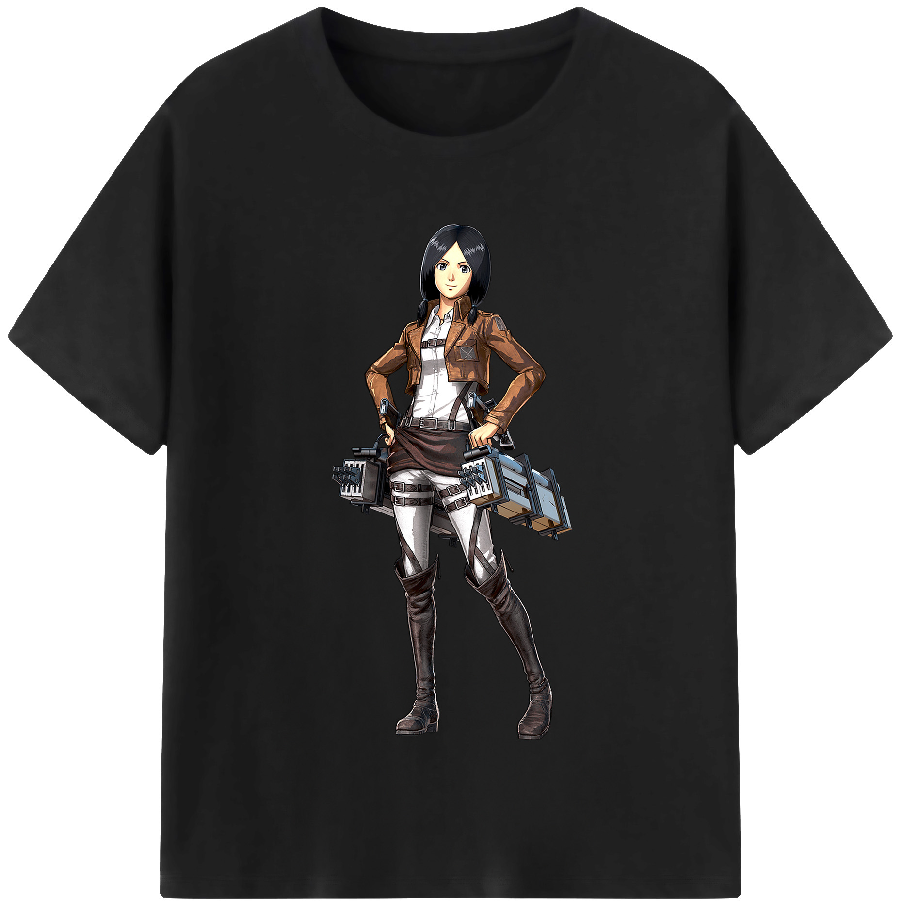 （画像用） 進撃の巨人 ミカサ·アッカーマン Attack on Titan Mikasa Ackerman 綿100％半袖Tシャツ（フロントプリント）