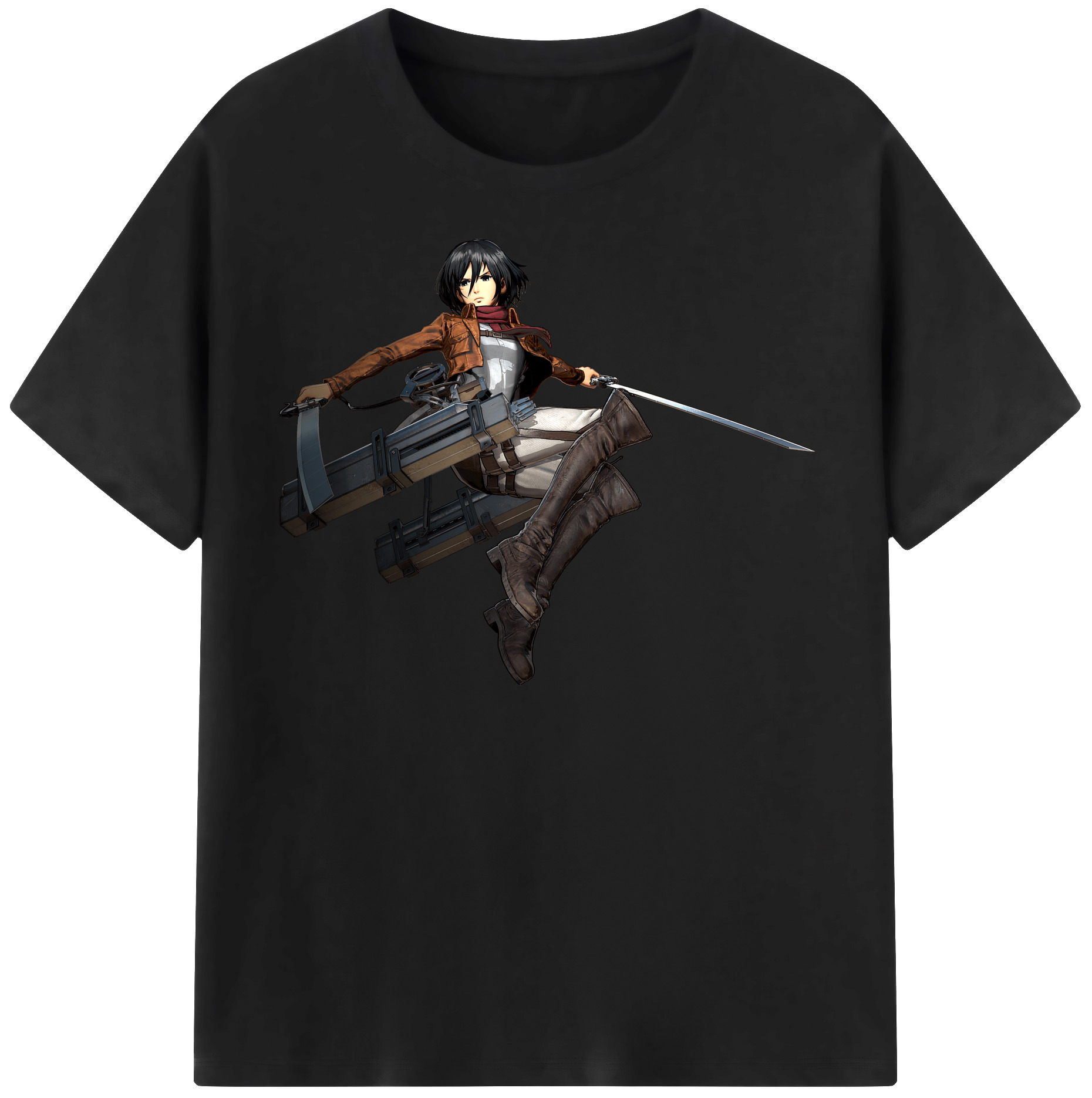 （画像用） 進撃の巨人 ミカサ·アッカーマン Attack on Titan Mikasa Ackerman 綿100％半袖Tシャツ（フロントプリント）