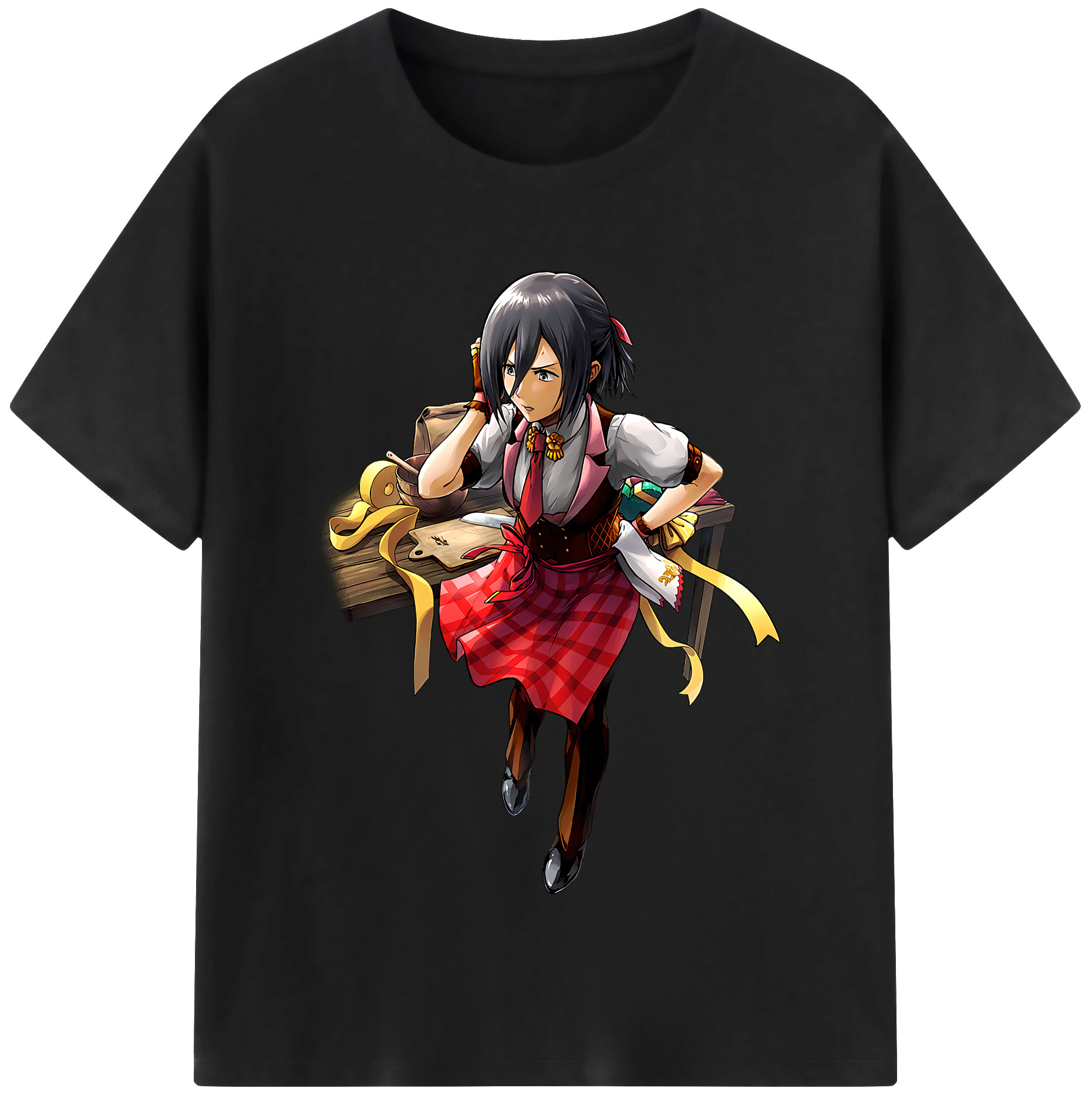 （画像用） 進撃の巨人 ミカサ·アッカーマン Attack on Titan Mikasa Ackerman 綿100％半袖Tシャツ（フロントプリント）