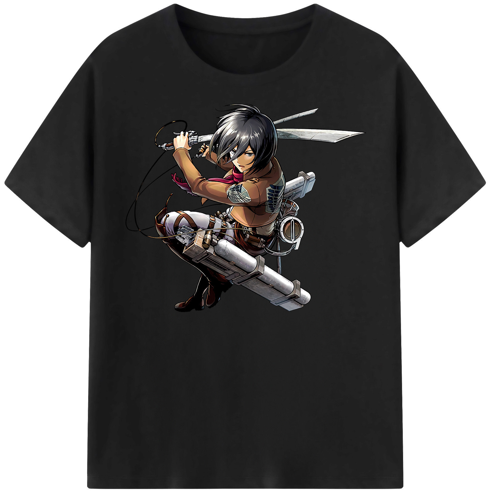 （画像用） 進撃の巨人 ミカサ·アッカーマン Attack on Titan Mikasa Ackerman 綿100％半袖Tシャツ（フロントプリント）