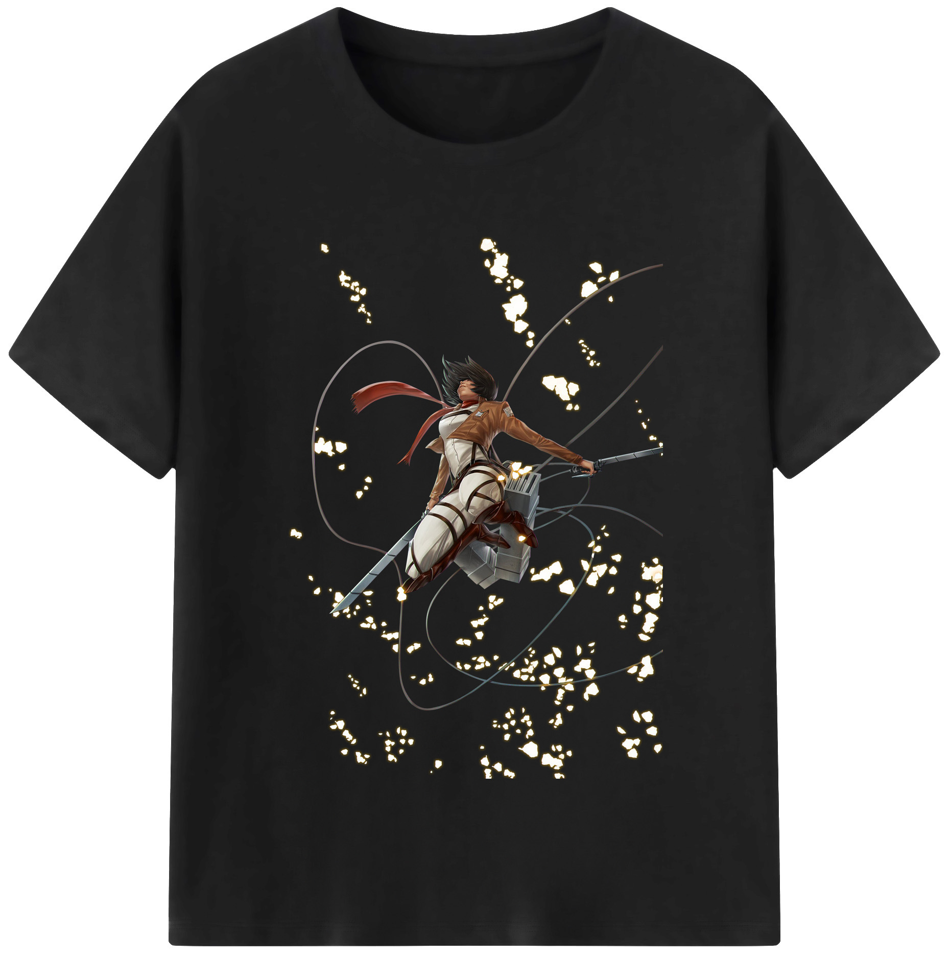 （画像用） 進撃の巨人 ミカサ·アッカーマン Attack on Titan Mikasa Ackerman 綿100％半袖Tシャツ（フロントプリント）