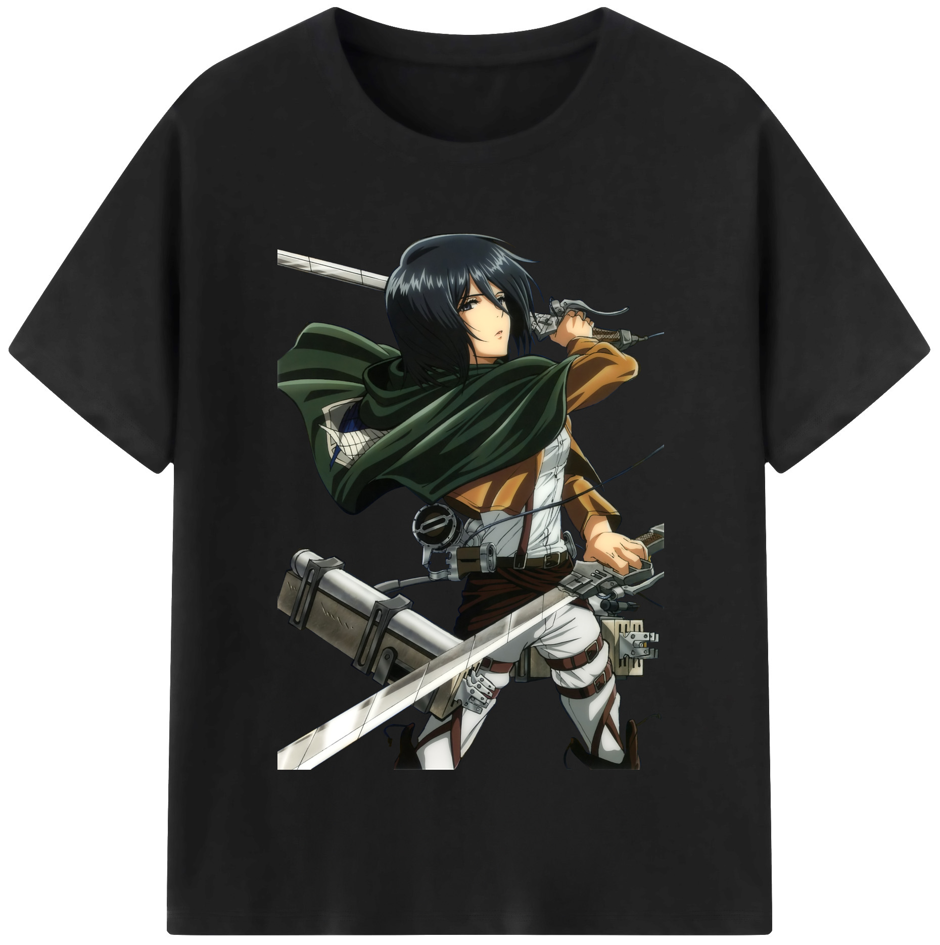 （画像用） 進撃の巨人 ミカサ·アッカーマン Attack on Titan Mikasa Ackerman 綿100％半袖Tシャツ（フロントプリント）