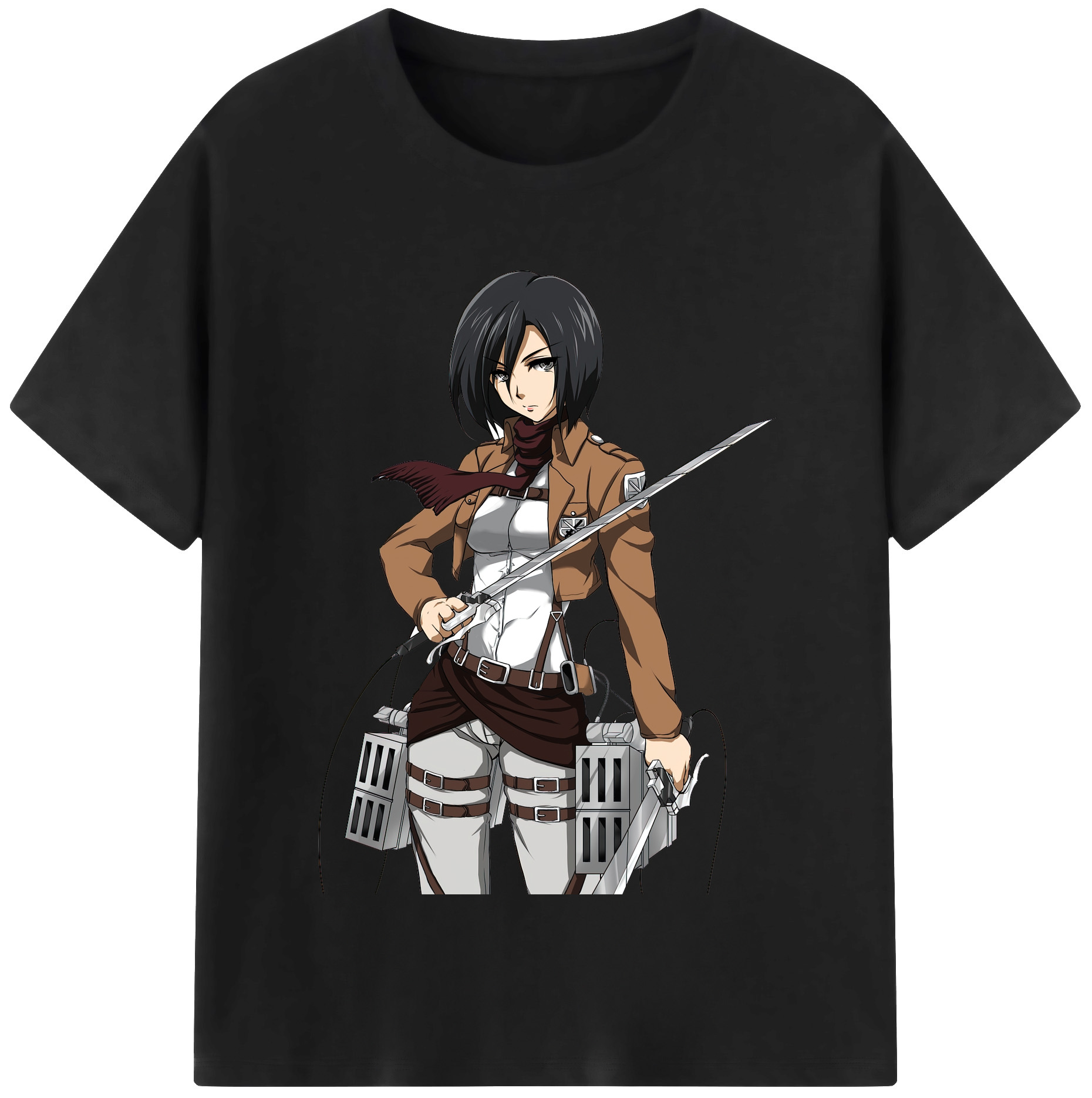 （画像用） 進撃の巨人 ミカサ·アッカーマン Attack on Titan Mikasa Ackerman 綿100％半袖Tシャツ（フロントプリント）