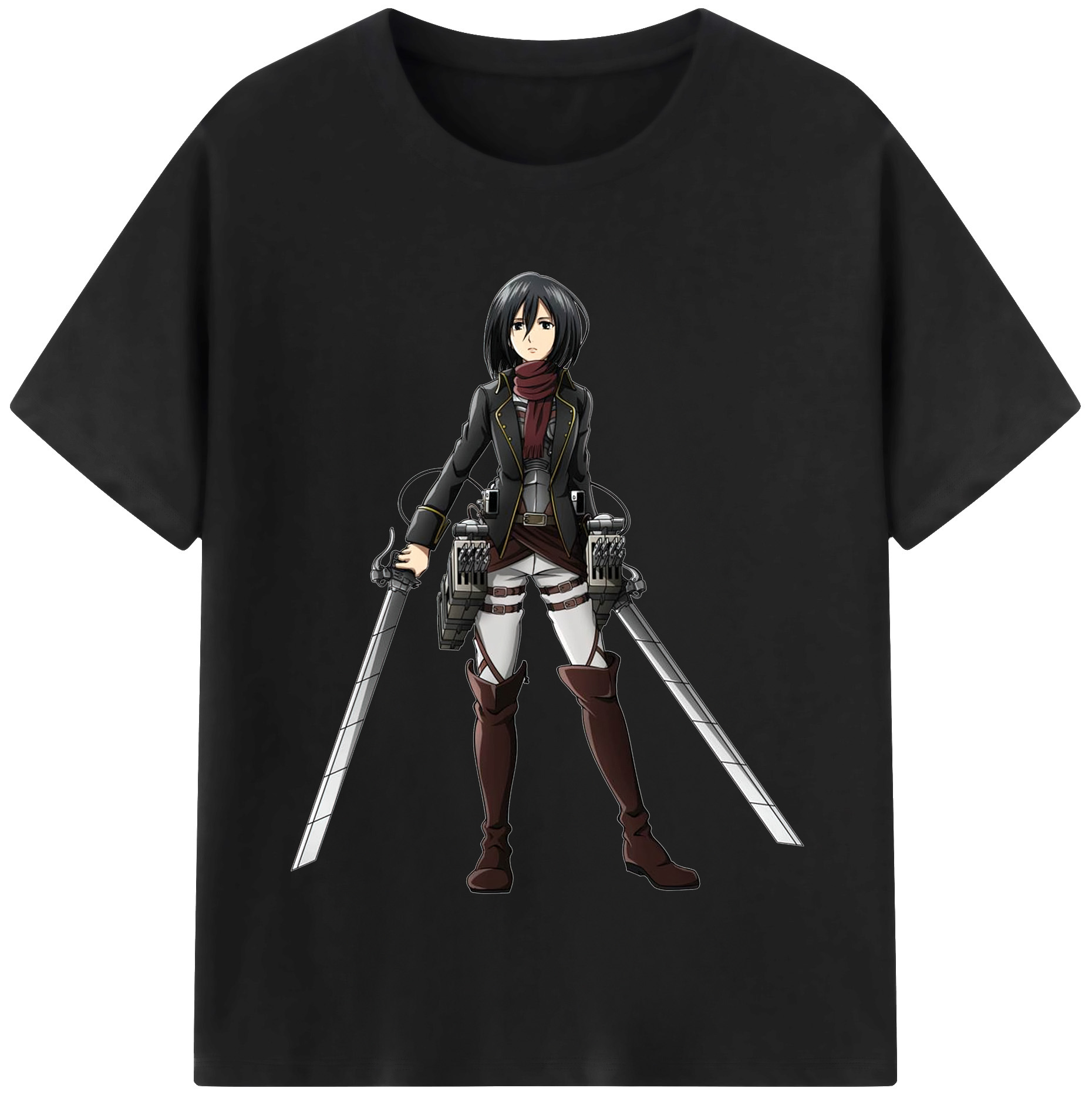 （画像用） 進撃の巨人 ミカサ·アッカーマン Attack on Titan Mikasa Ackerman 綿100％半袖Tシャツ（フロントプリント）