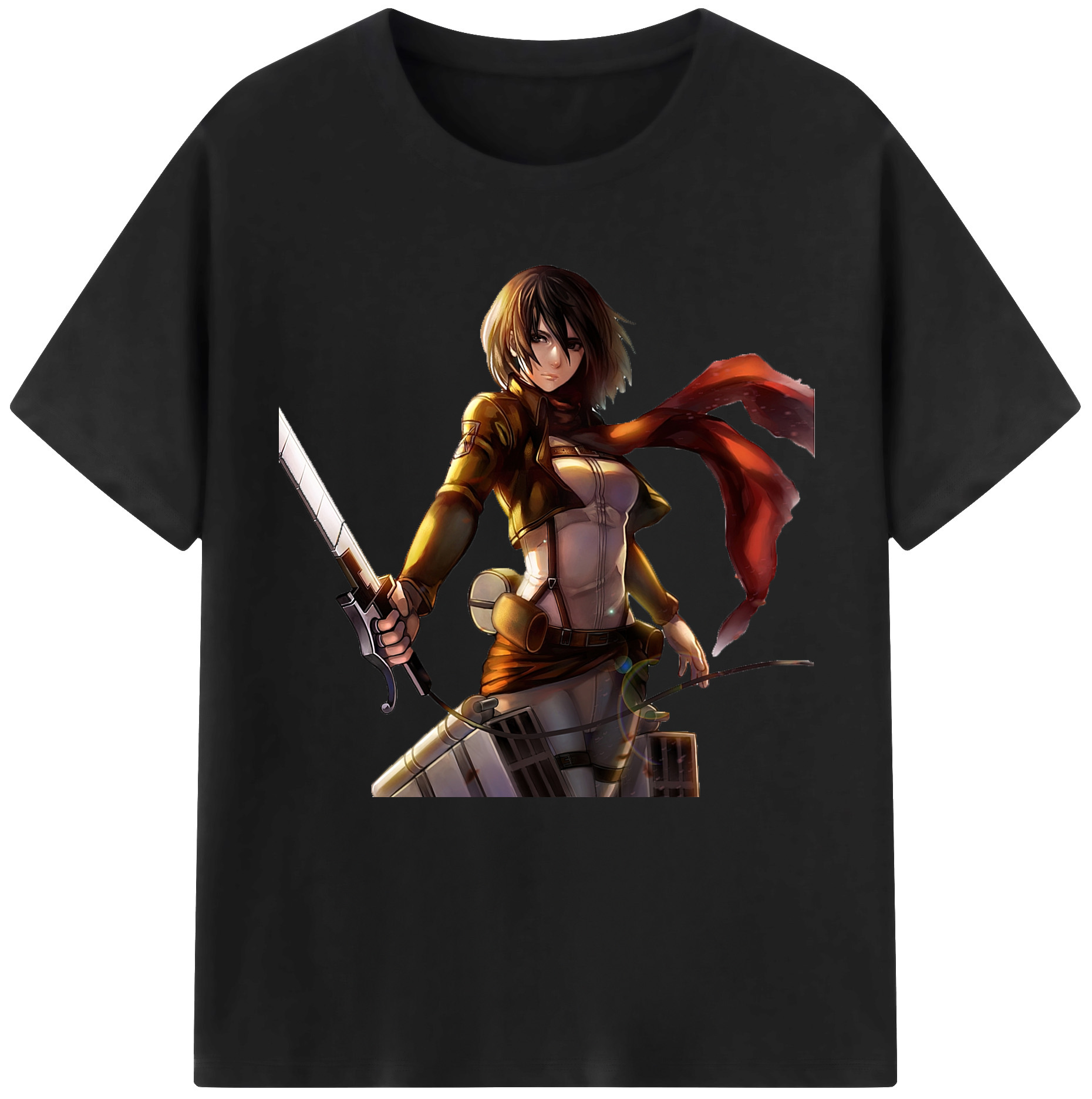 （画像用） 進撃の巨人 ミカサ·アッカーマン Attack on Titan Mikasa Ackerman 綿100％半袖Tシャツ（フロントプリント）