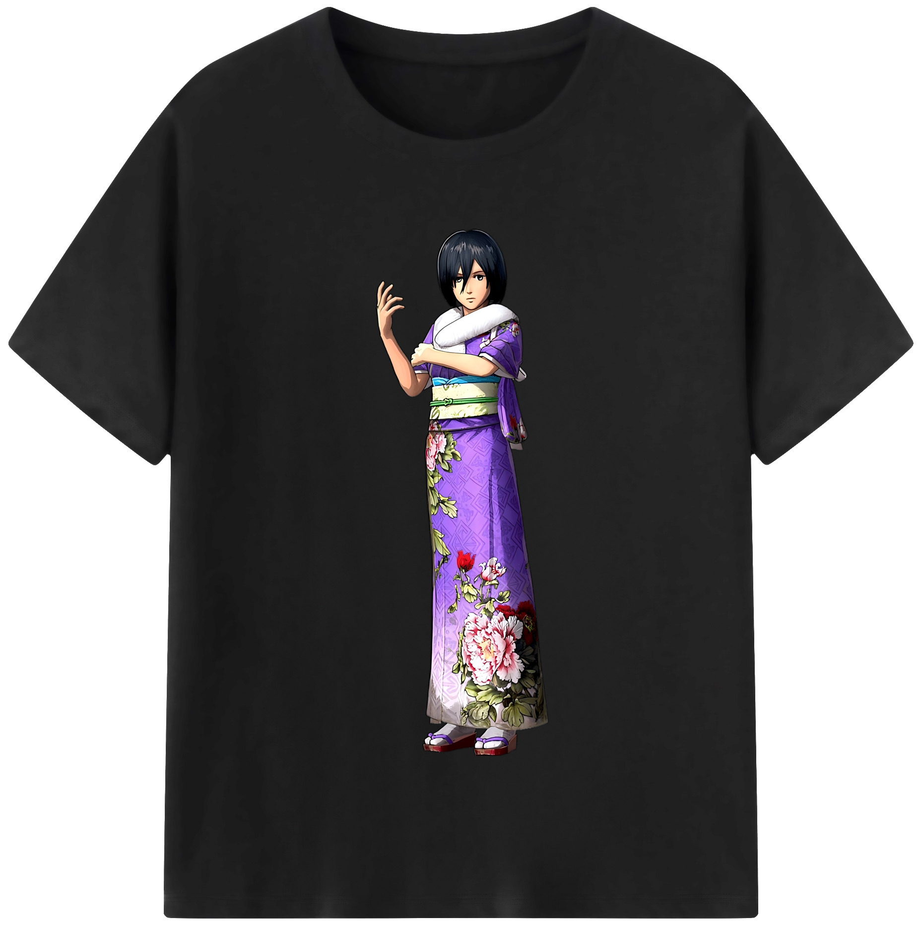 （画像用） 進撃の巨人 ミカサ·アッカーマン Attack on Titan Mikasa Ackerman 綿100％半袖Tシャツ（フロントプリント）