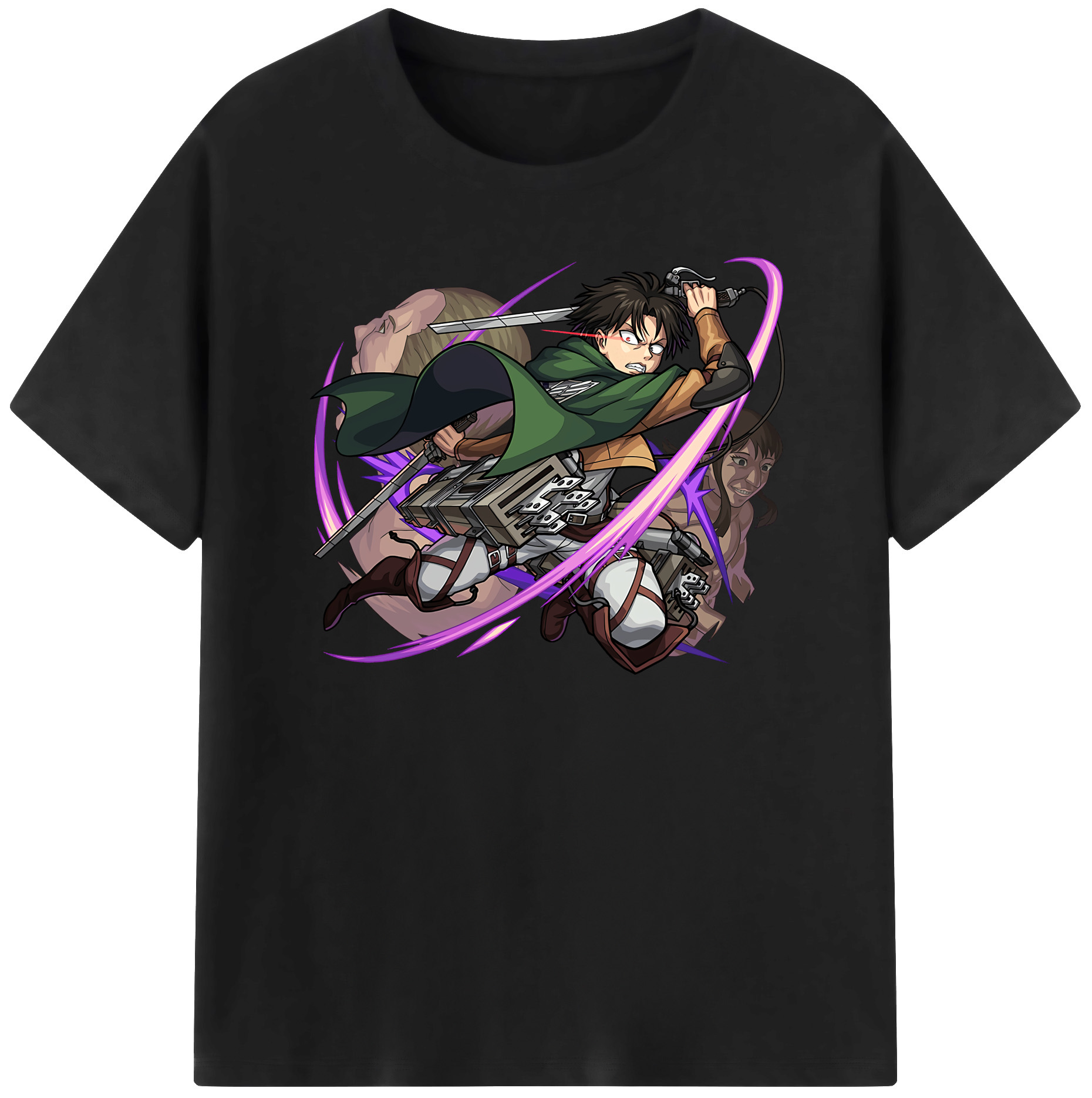 （画像用） 進撃の巨人 リヴァイ·アッカーマン Attack on Titan Levi Ackerman 綿100％半袖Tシャツ（フロントプリント）
