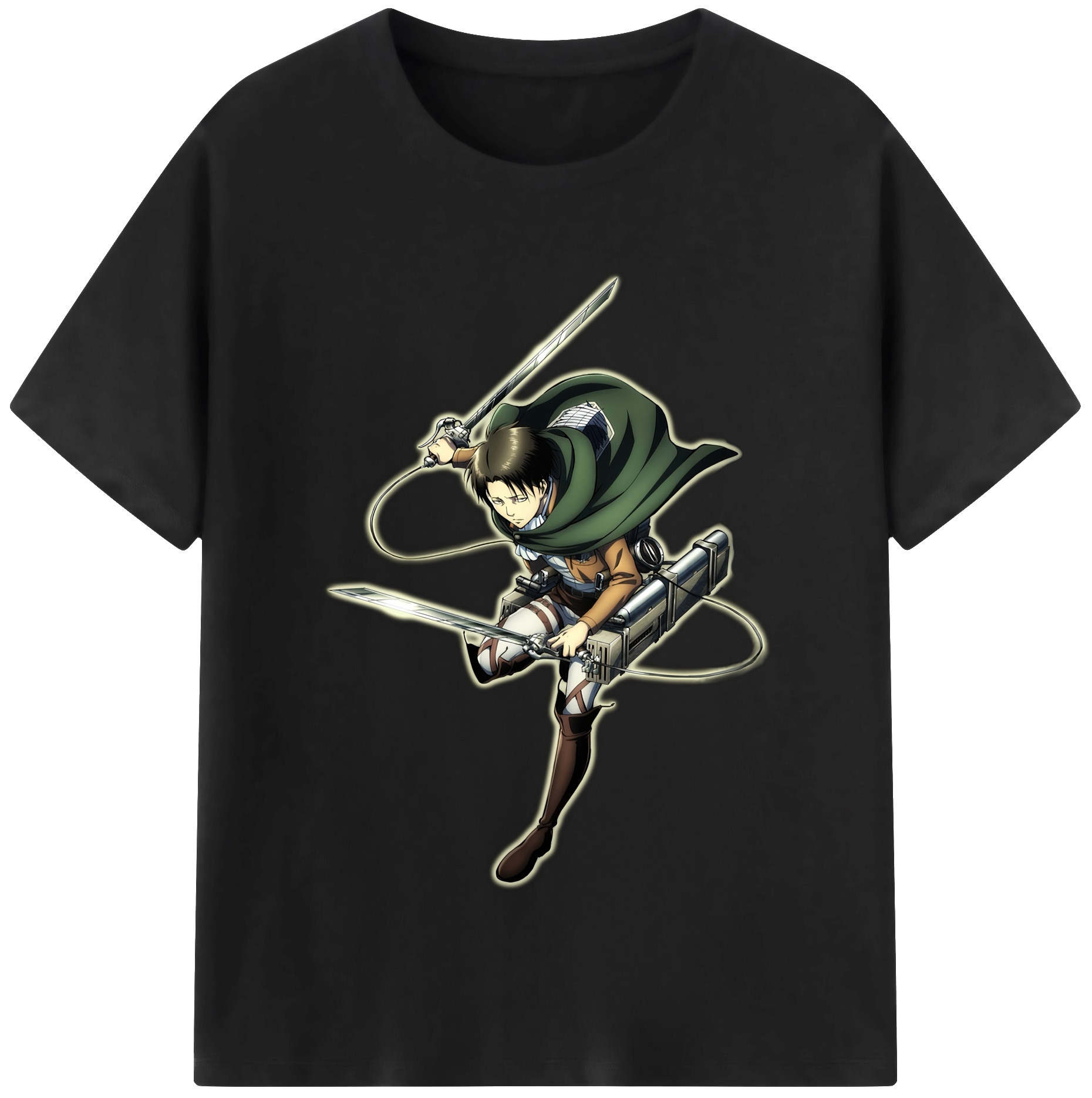 （画像用） 進撃の巨人 リヴァイ·アッカーマン Attack on Titan Levi Ackerman 綿100％半袖Tシャツ（フロントプリント）