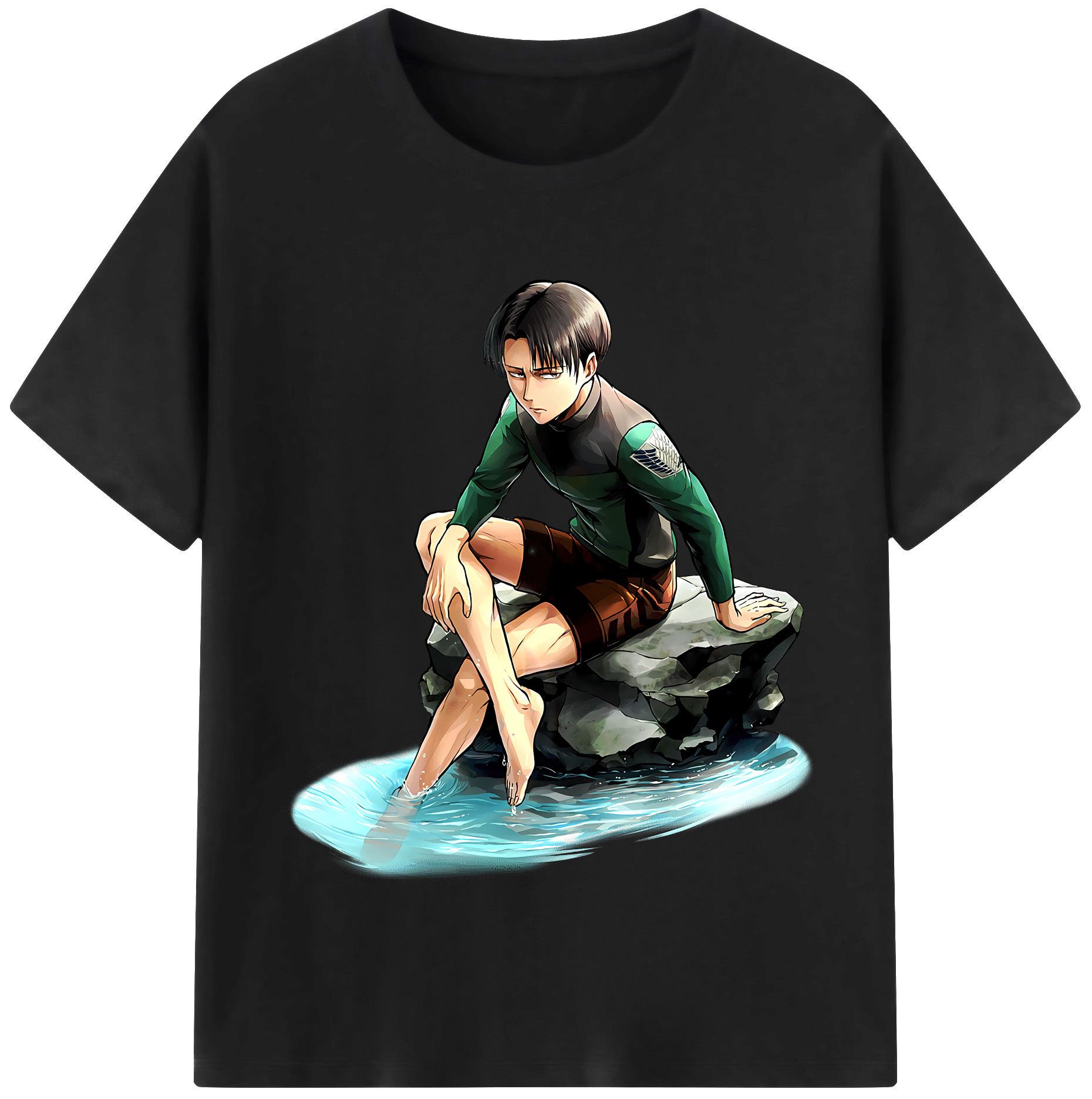 （画像用） 進撃の巨人 リヴァイ·アッカーマン Attack on Titan Levi Ackerman 綿100％半袖Tシャツ（フロントプリント）