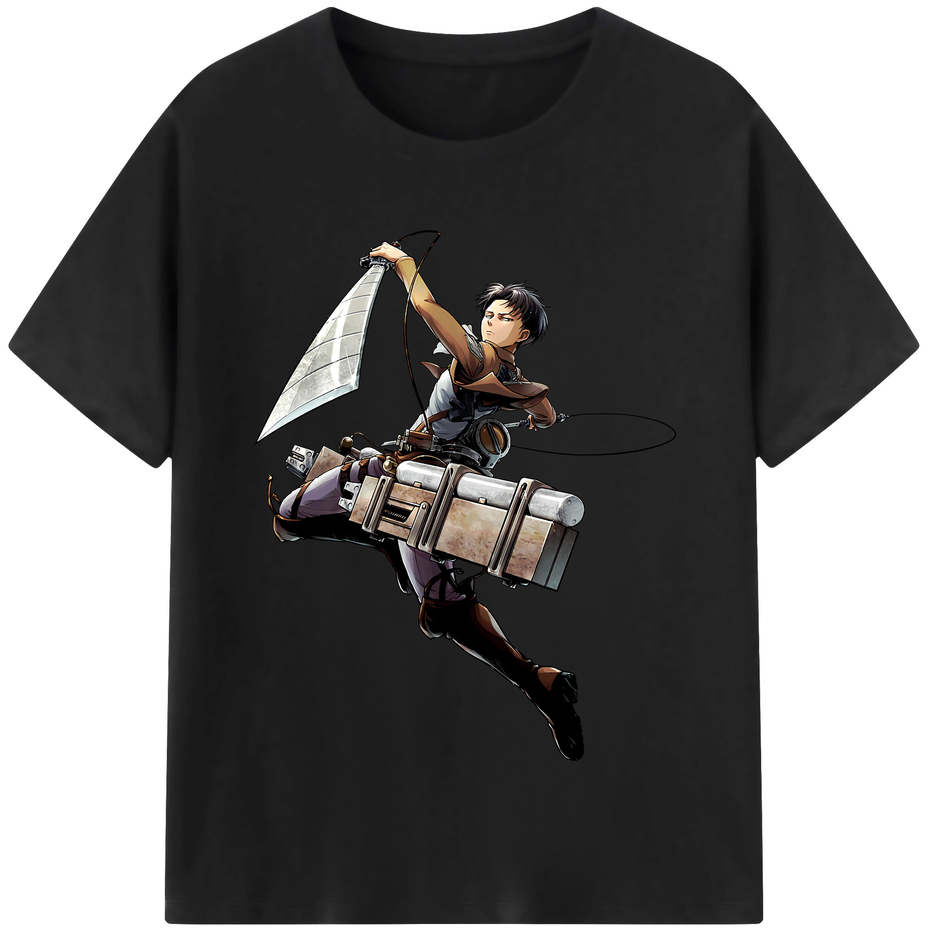 （画像用） 進撃の巨人 リヴァイ·アッカーマン Attack on Titan Levi Ackerman 綿100％半袖Tシャツ（フロントプリント）
