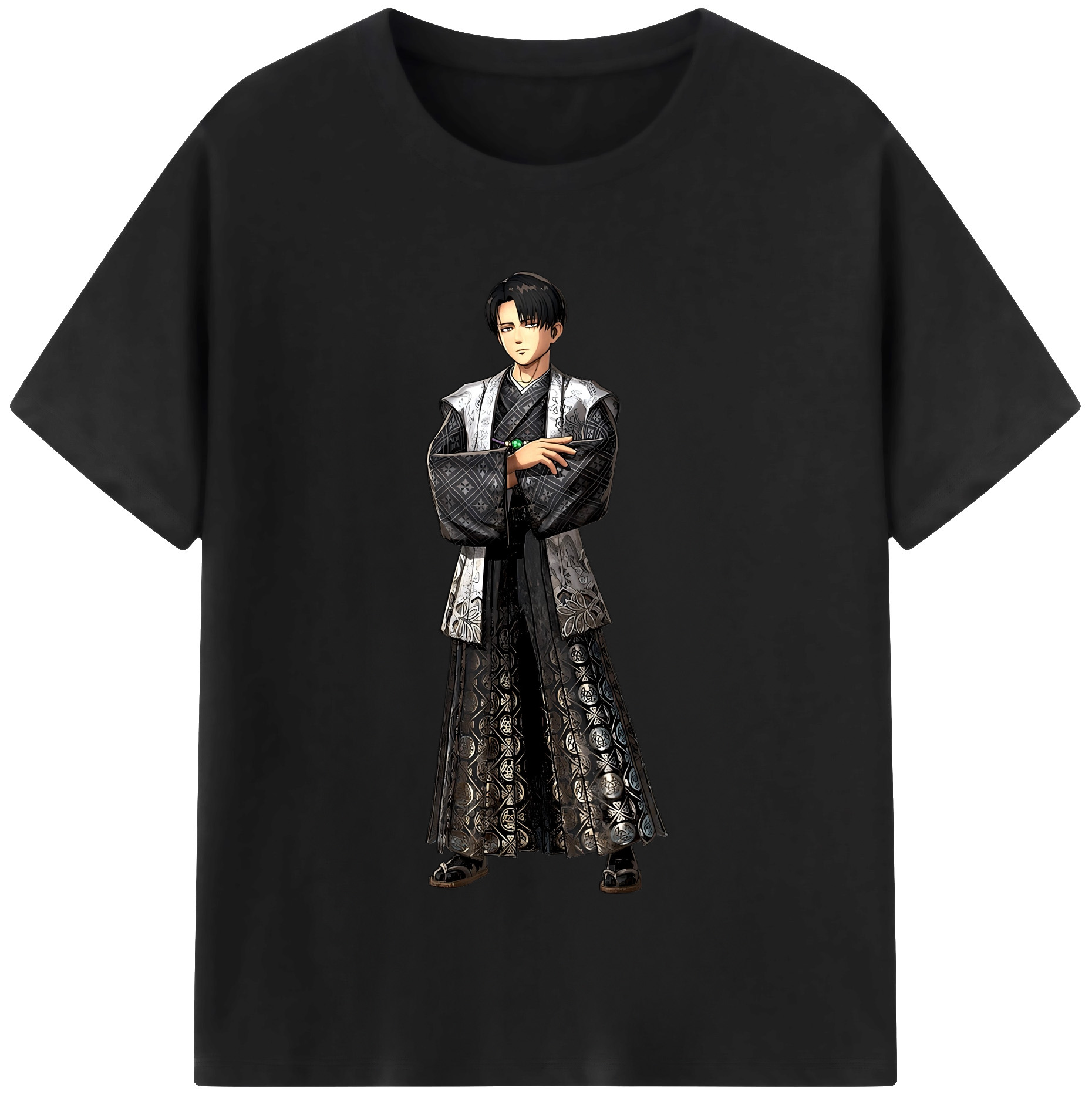 （画像用） 進撃の巨人 リヴァイ·アッカーマン Attack on Titan Levi Ackerman 綿100％半袖Tシャツ（フロントプリント）