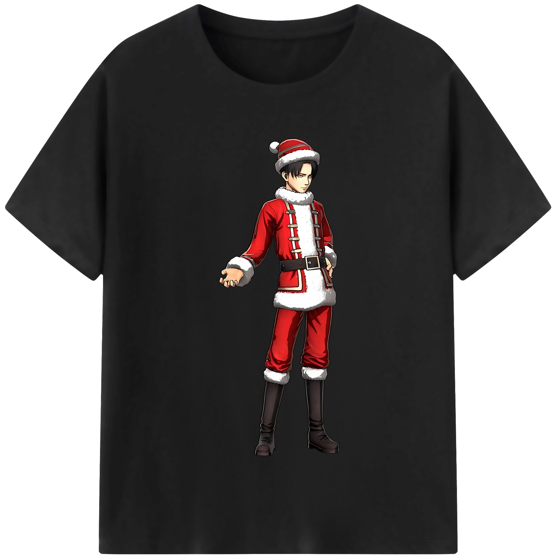 （画像用） 進撃の巨人 リヴァイ·アッカーマン Attack on Titan Levi Ackerman 綿100％半袖Tシャツ（フロントプリント）