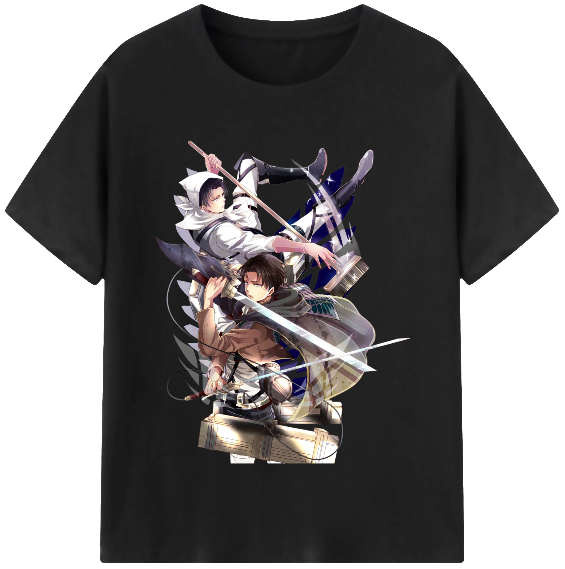 （画像用） 進撃の巨人 リヴァイ·アッカーマン Attack on Titan Levi Ackerman 綿100％半袖Tシャツ（フロントプリント）