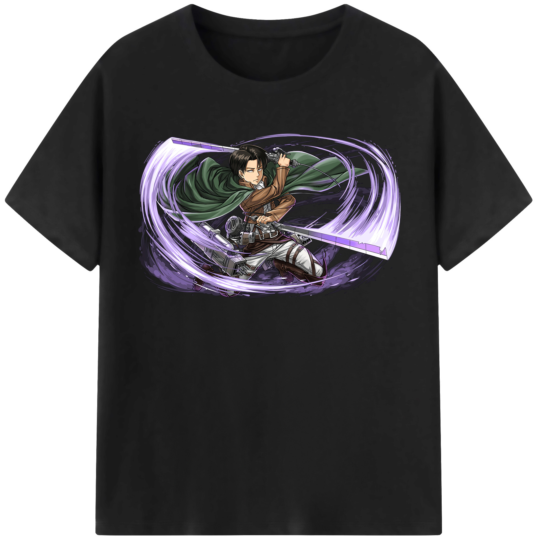 （画像用） 進撃の巨人 リヴァイ·アッカーマン Attack on Titan Levi Ackerman 綿100％半袖Tシャツ（フロントプリント）