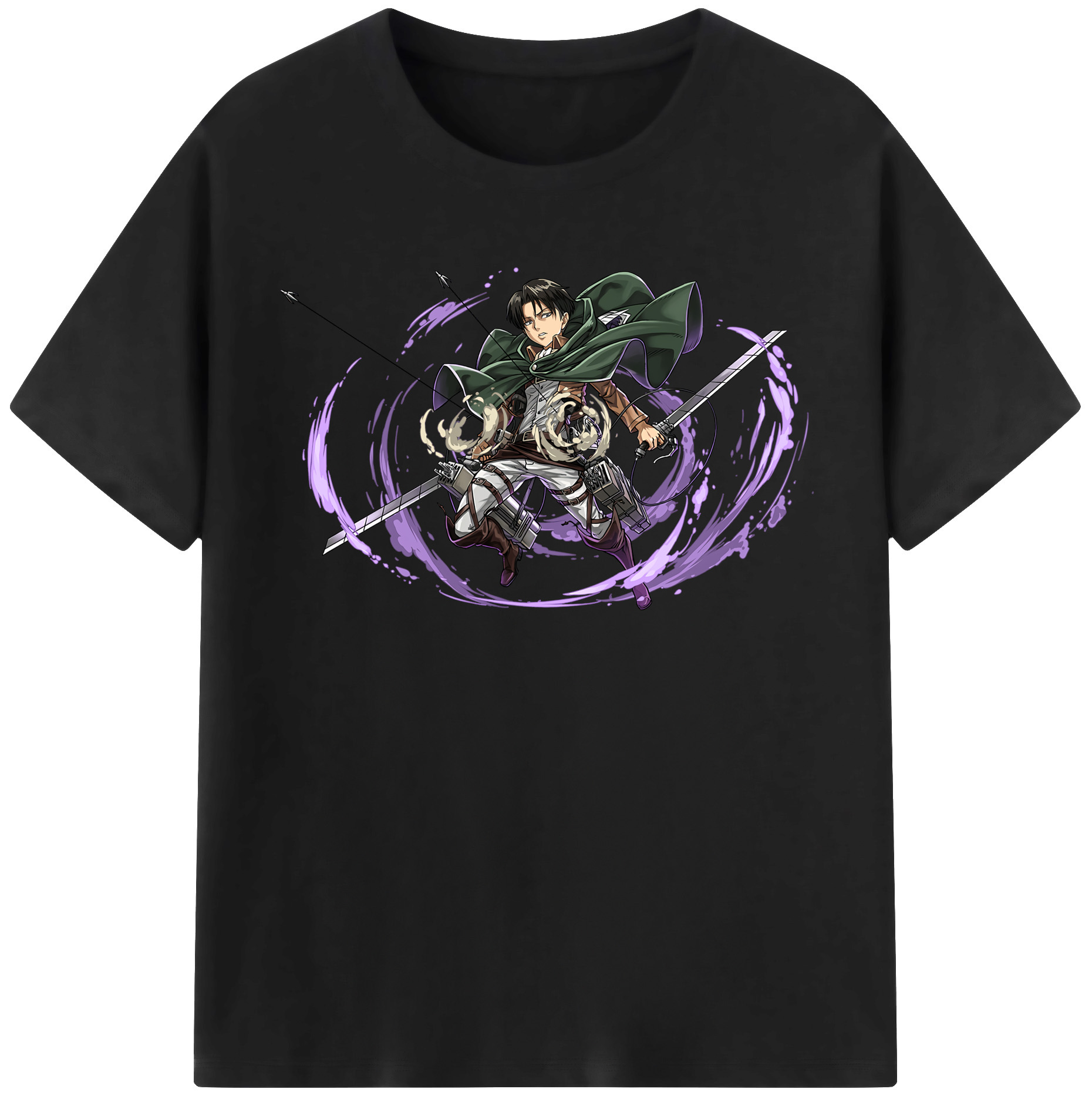 （画像用） 進撃の巨人 リヴァイ·アッカーマン Attack on Titan Levi Ackerman 綿100％半袖Tシャツ（フロントプリント）