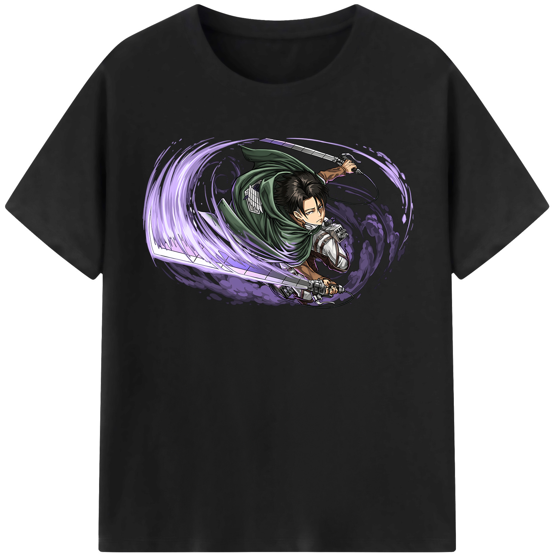 （画像用） 進撃の巨人 リヴァイ·アッカーマン Attack on Titan Levi Ackerman 綿100％半袖Tシャツ（フロントプリント）