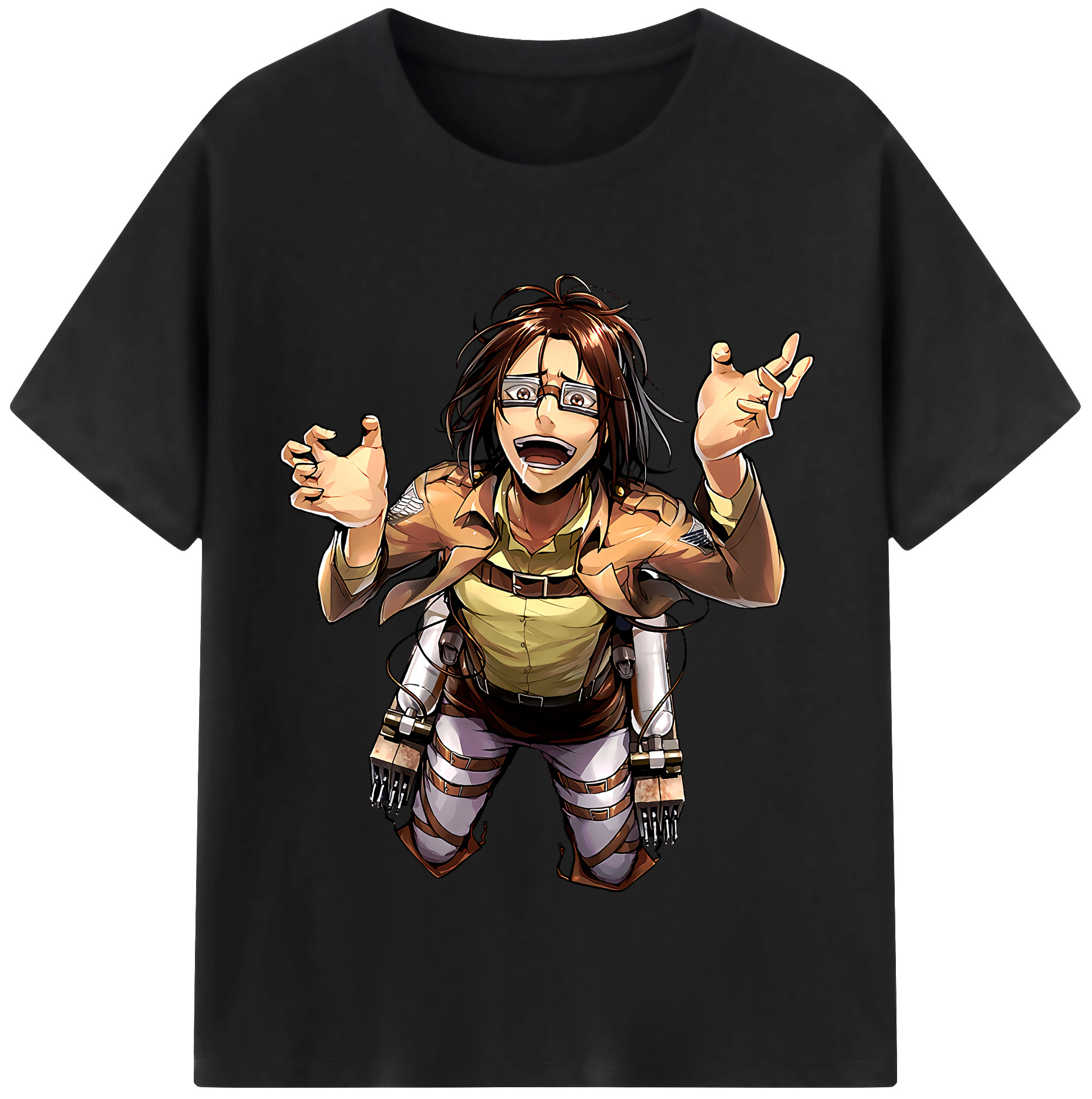 （画像用） 進撃の巨人 ハンジ·ゾエ Attack on Titan Hanji Zoe 綿100％半袖Tシャツ（フロントプリント）
