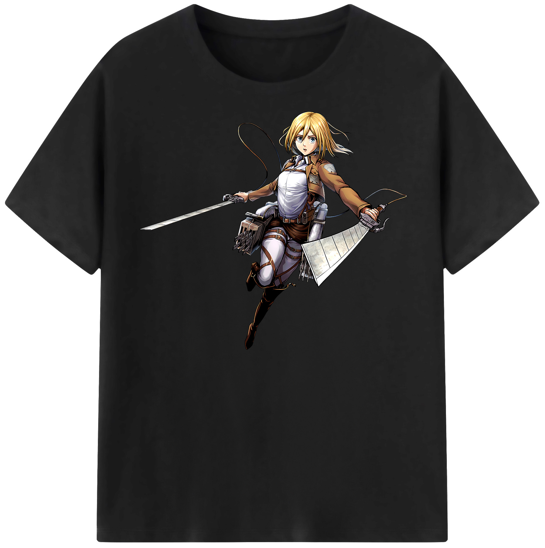 （画像用） 進撃の巨人 クリスタ·レンズ Attack on Titan Christa Lenz 綿100％半袖Tシャツ（フロントプリント）