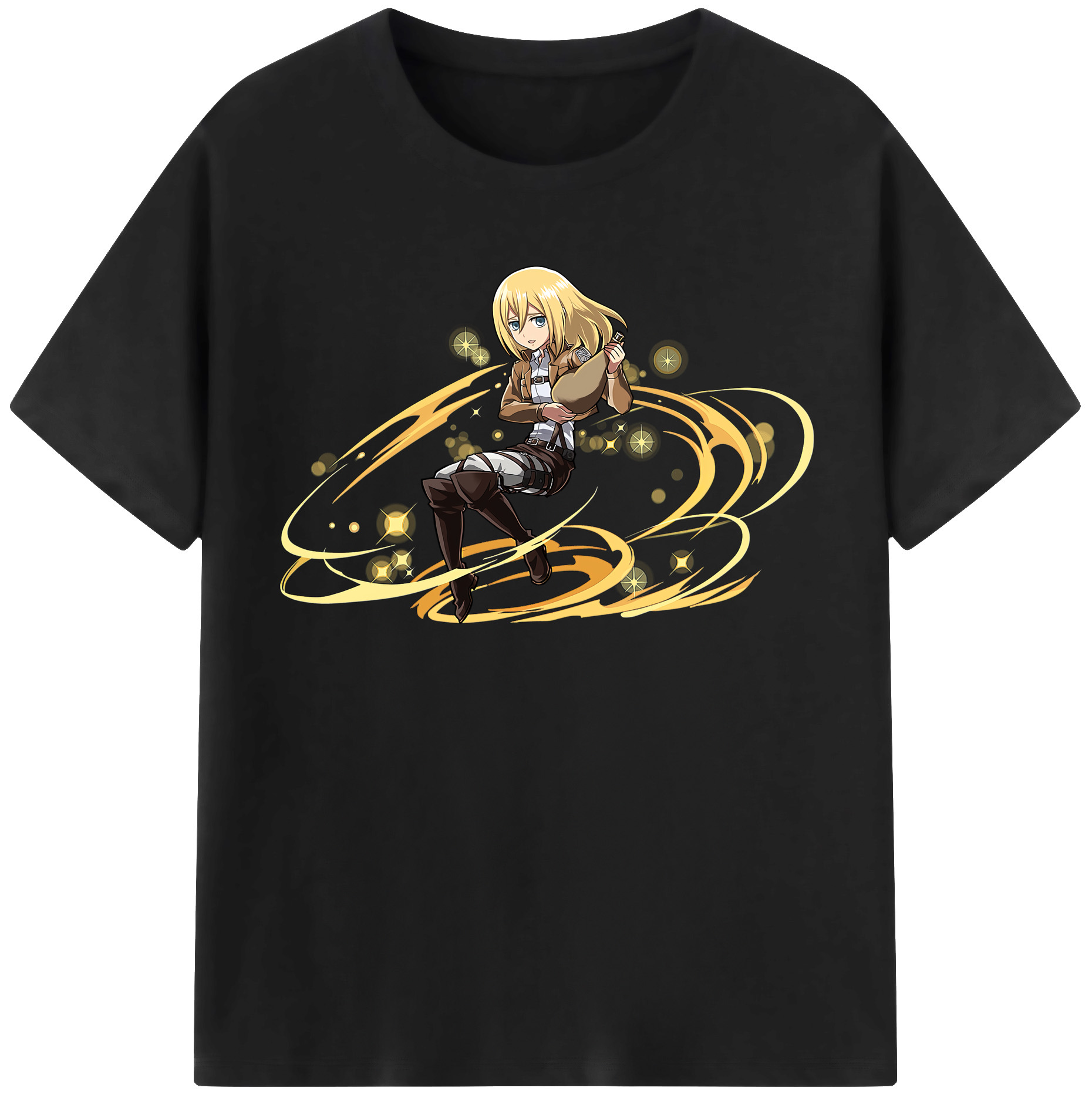 （画像用） 進撃の巨人 クリスタ·レンズ Attack on Titan Christa Lenz 綿100％半袖Tシャツ（フロントプリント）