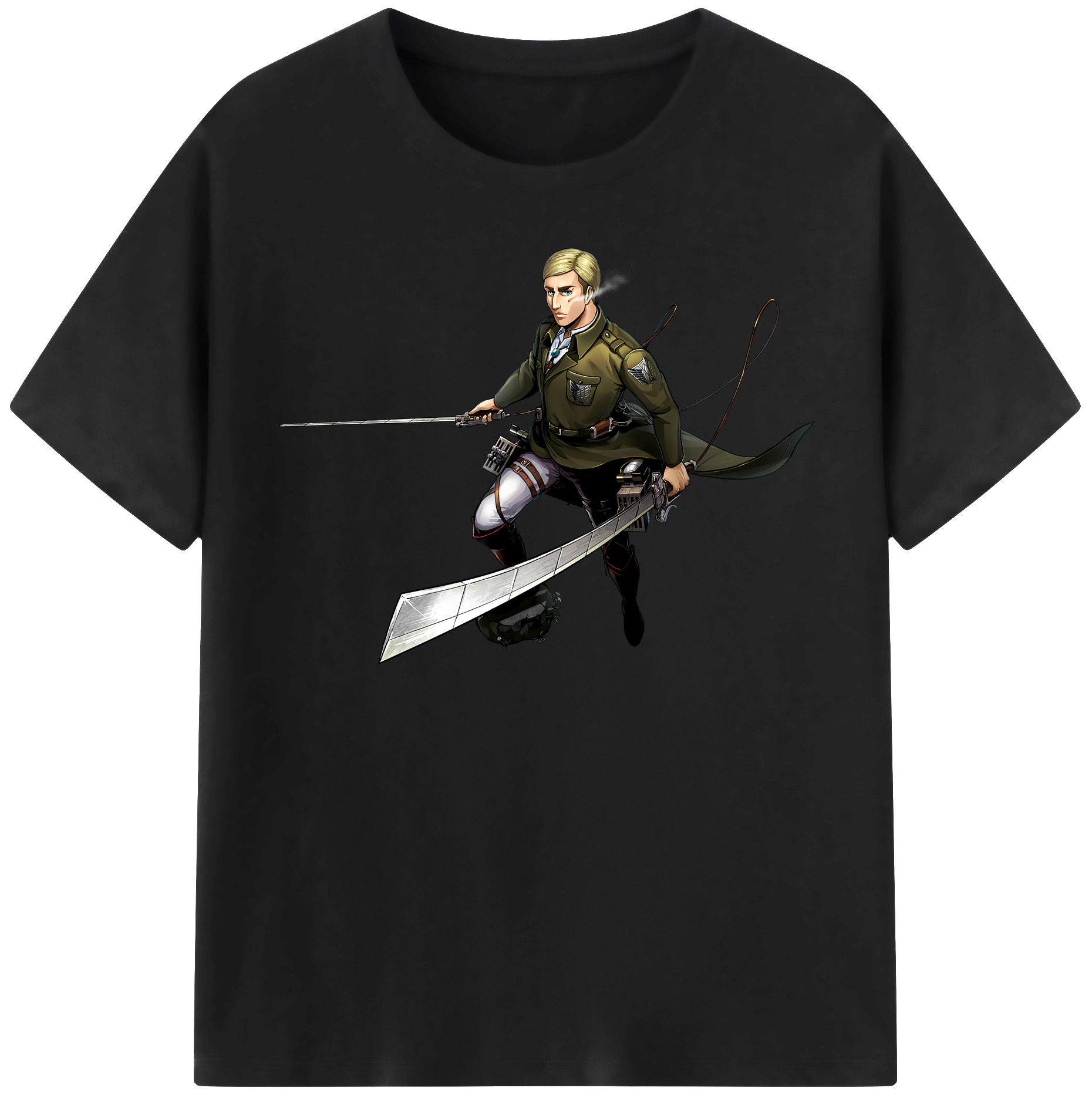 （画像用） 進撃の巨人 エルヴィン・スミス Attack on Titan Erwin Smith 綿100％半袖Tシャツ（フロントプリント）