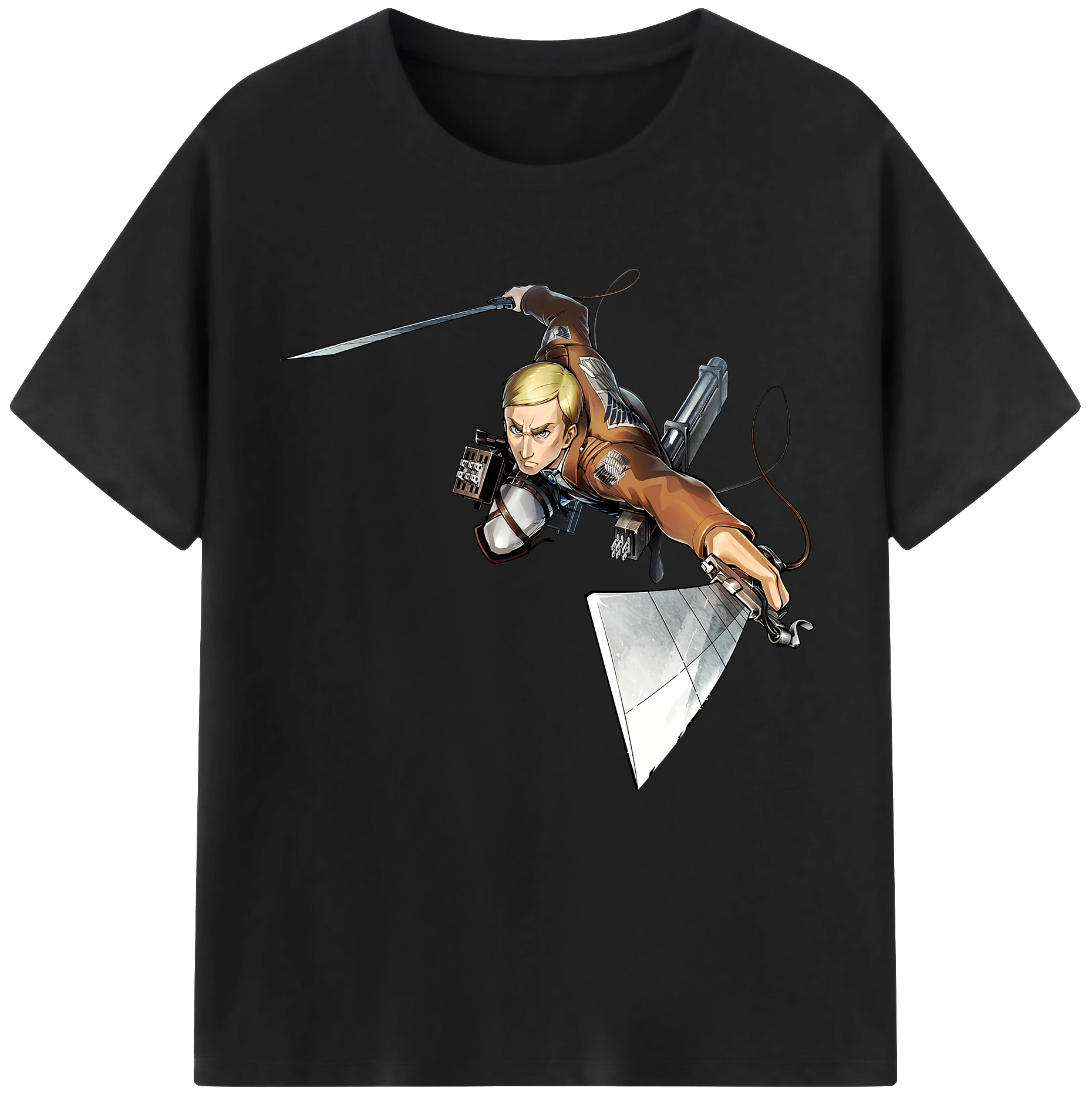（画像用） 進撃の巨人 エルヴィン・スミス Attack on Titan Erwin Smith 綿100％半袖Tシャツ（フロントプリント）