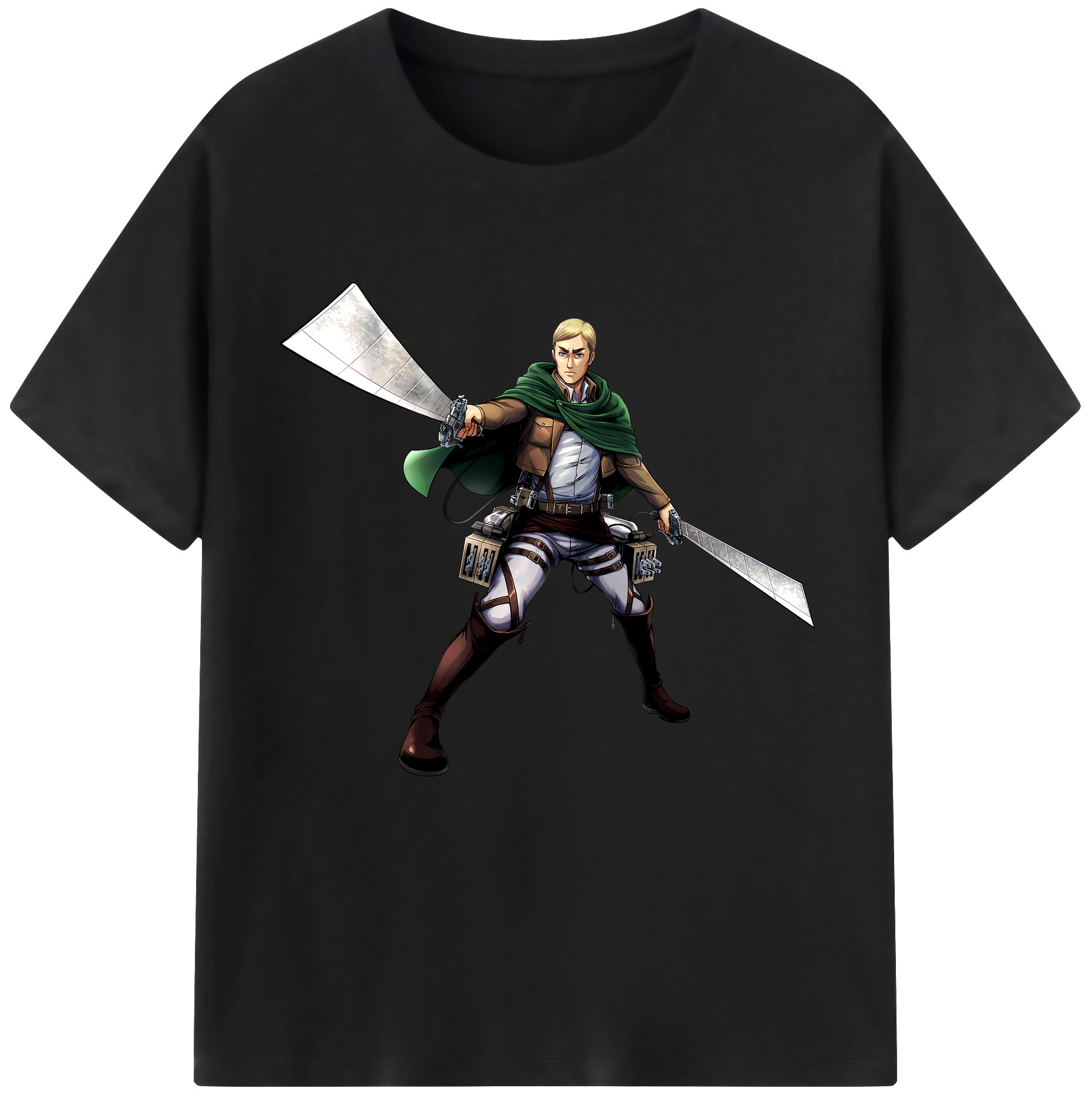 （画像用） 進撃の巨人 エルヴィン・スミス Attack on Titan Erwin Smith 綿100％半袖Tシャツ（フロントプリント）