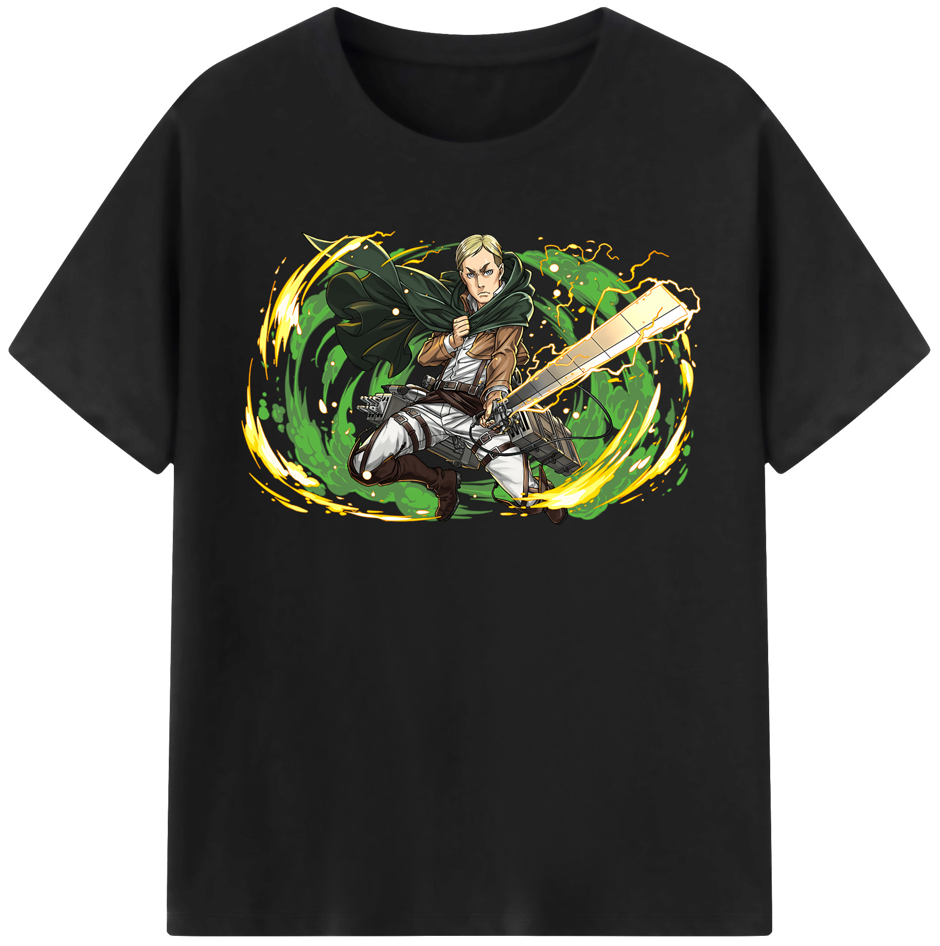 （画像用） 進撃の巨人 エルヴィン・スミス Attack on Titan Erwin Smith 綿100％半袖Tシャツ（フロントプリント）