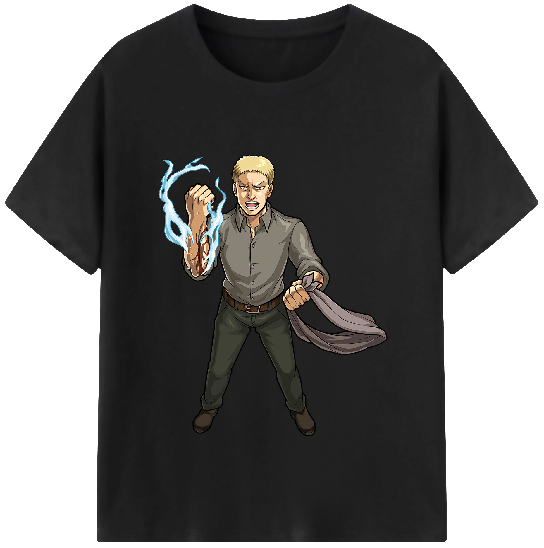 （画像用） 進撃の巨人 ライナー・ブラウン Attack on Titan Reiner Braun 綿100％半袖Tシャツ（フロントプリント）