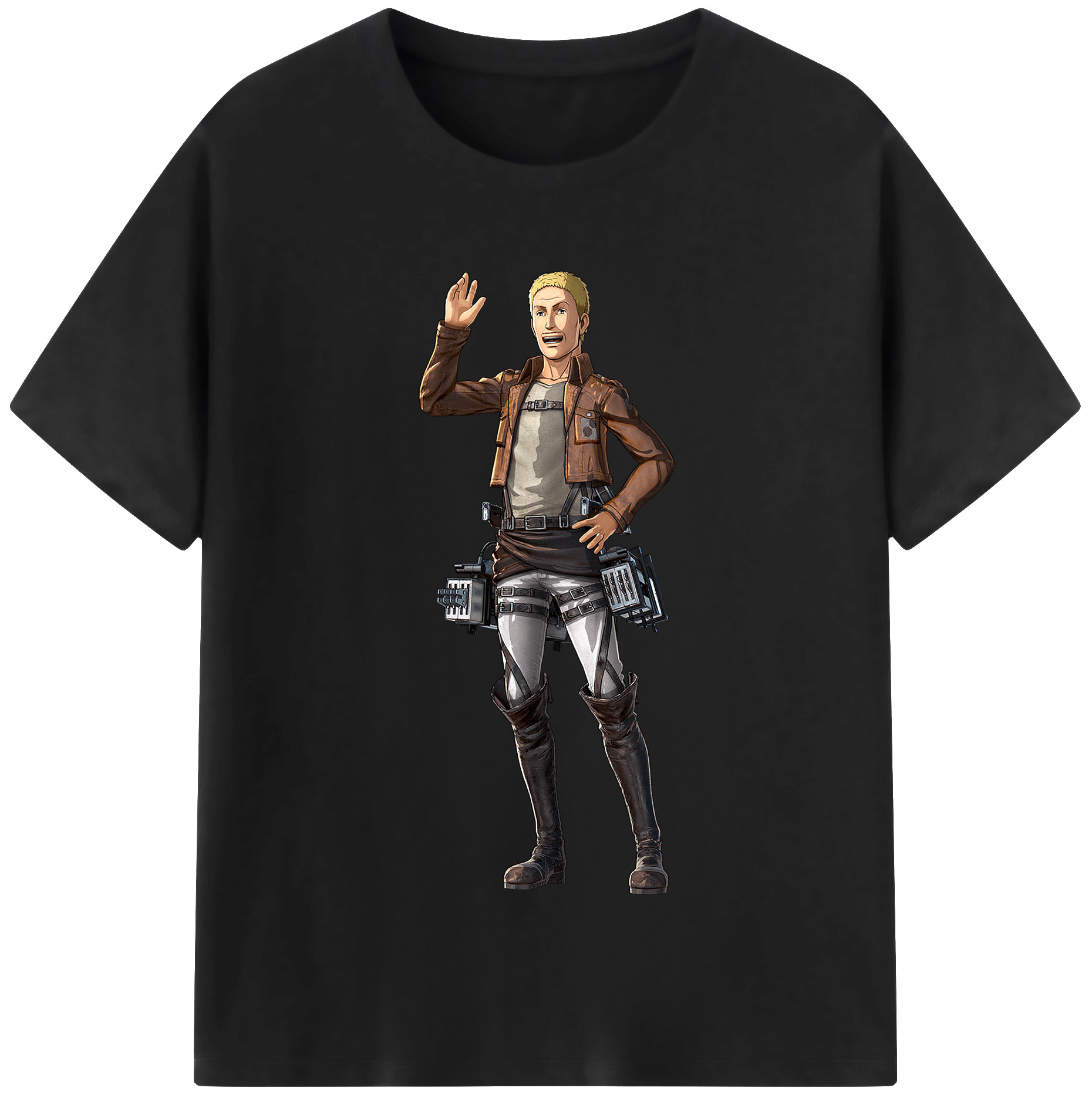 （画像用） 進撃の巨人 ハンネス Attack on Titan Hannes 綿100％半袖Tシャツ（フロントプリント）