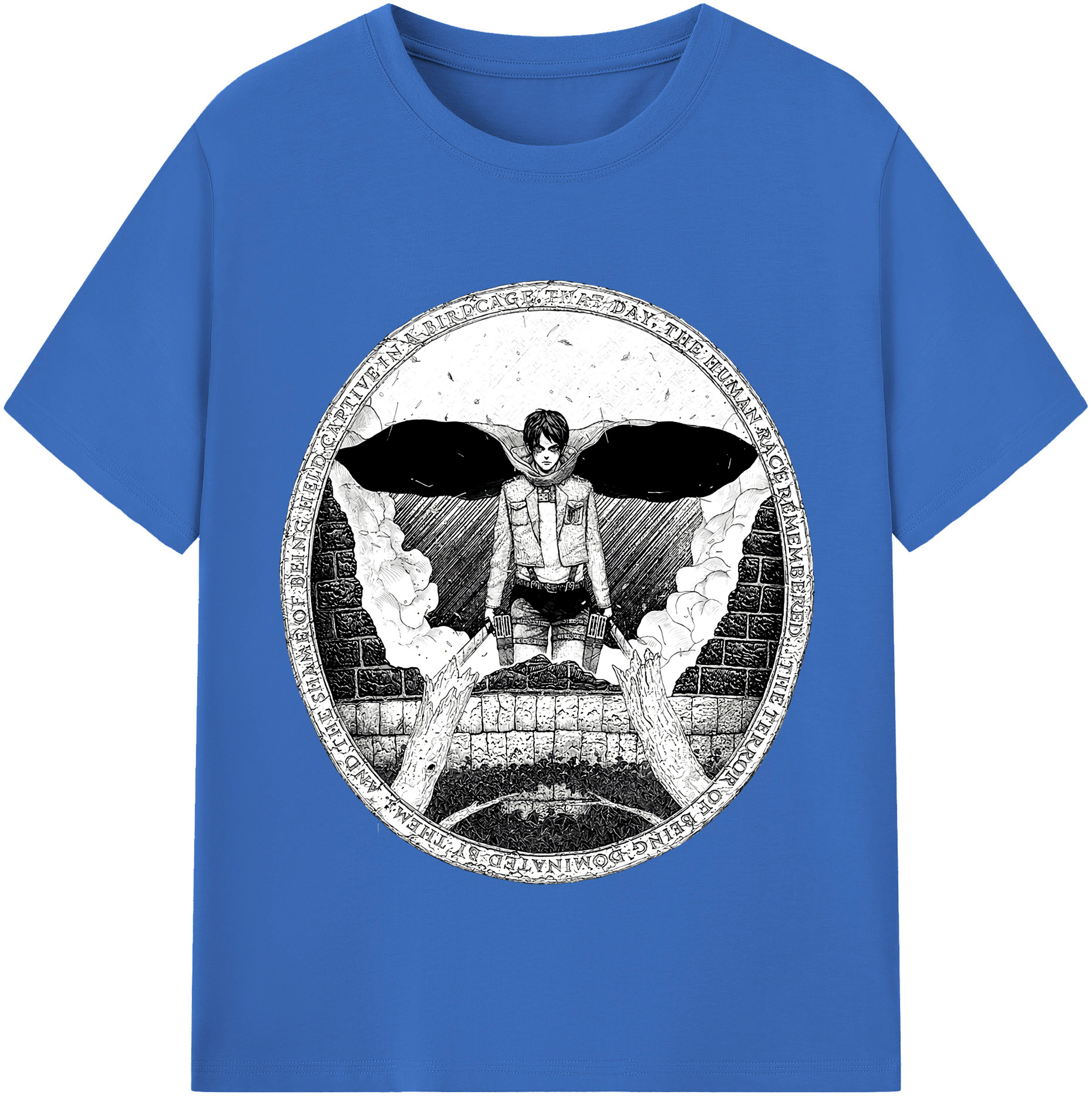 （画像用） 進撃の巨人 エレン･イェーガー Attack on Titan Eren Jäger 綿100％半袖Tシャツ（フロントプリント）