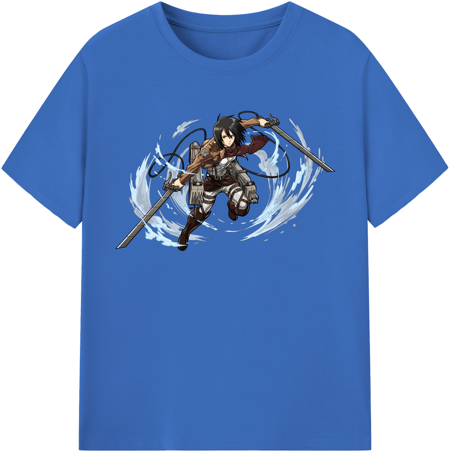 （画像用） 進撃の巨人 ミカサ·アッカーマン Attack on Titan Mikasa Ackerman 綿100％半袖Tシャツ（フロントプリント）
