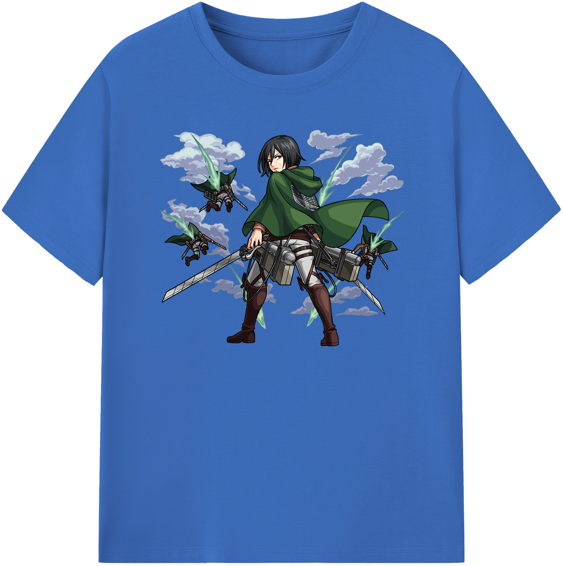 （画像用） 進撃の巨人 ミカサ·アッカーマン Attack on Titan Mikasa Ackerman 綿100％半袖Tシャツ（フロントプリント）