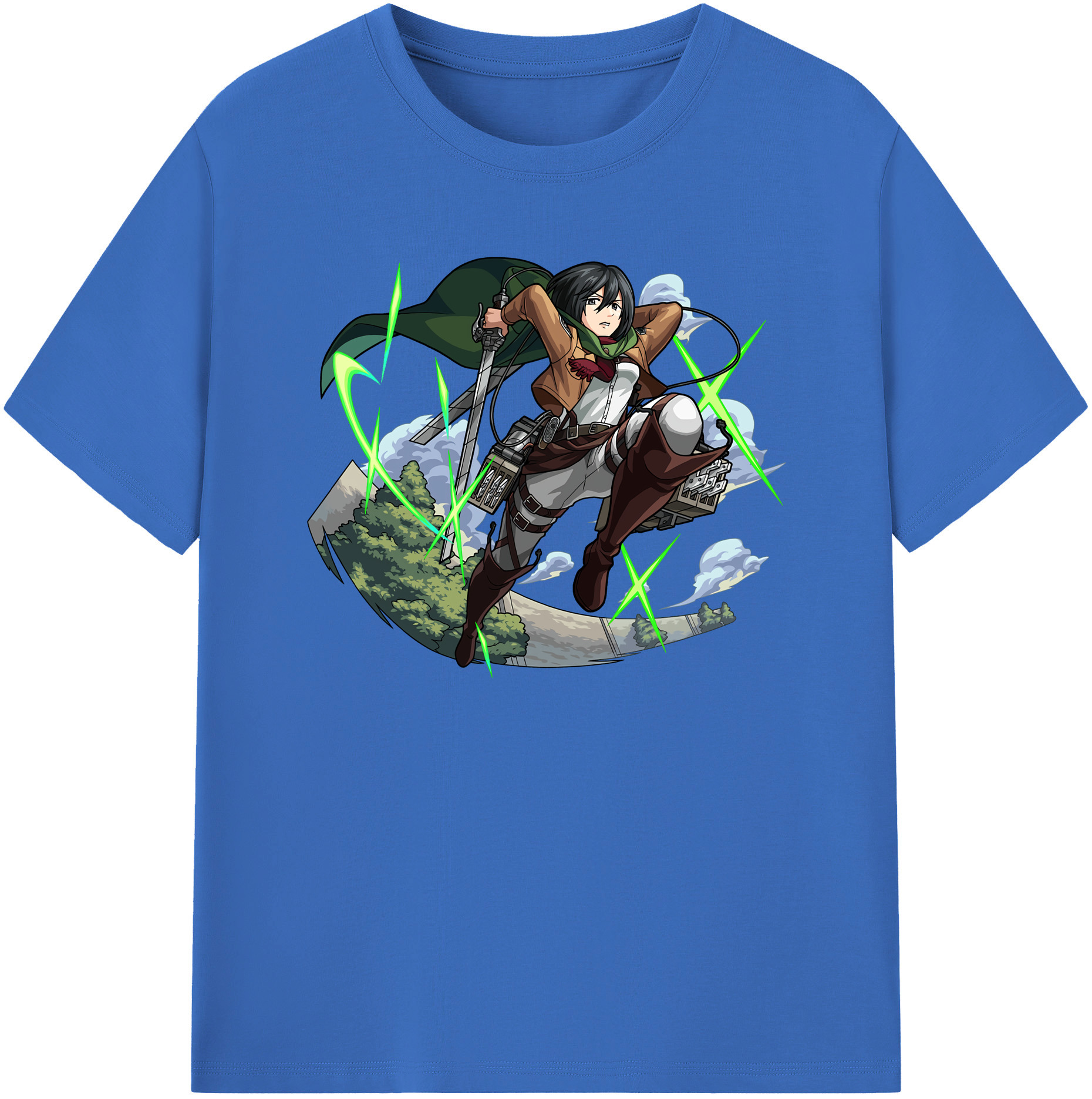 （画像用） 進撃の巨人 ミカサ·アッカーマン Attack on Titan Mikasa Ackerman 綿100％半袖Tシャツ（フロントプリント）