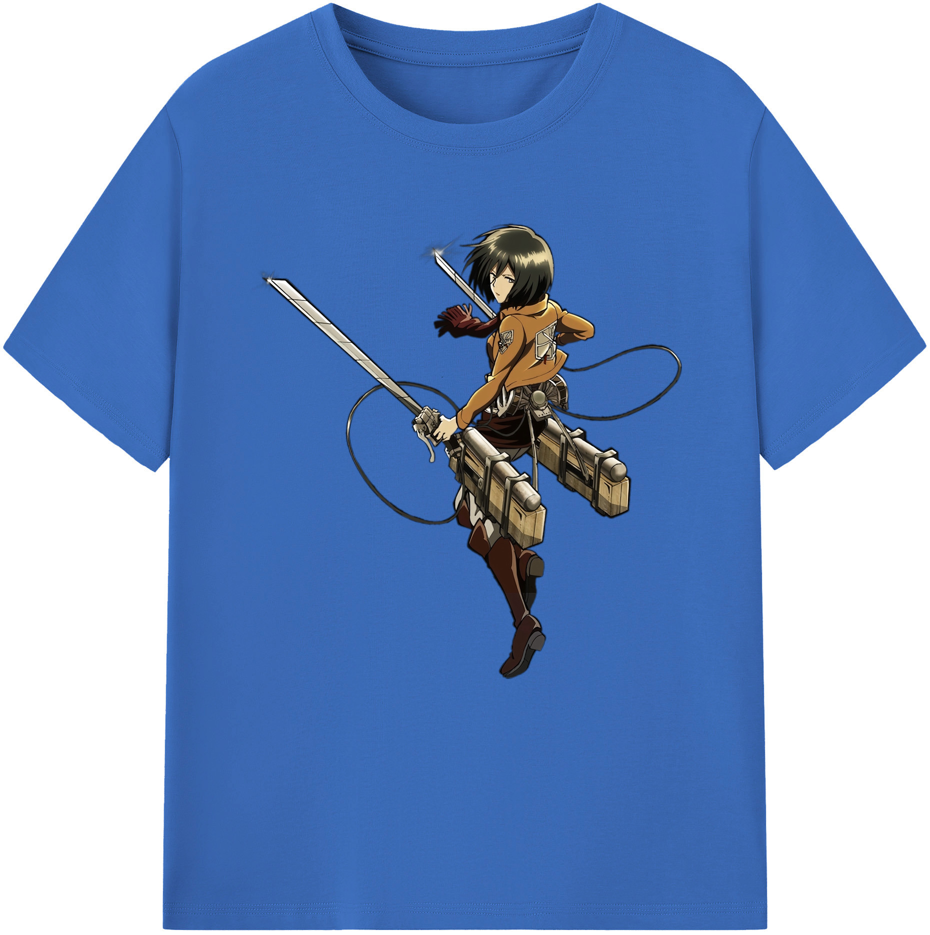 （画像用） 進撃の巨人 ミカサ·アッカーマン Attack on Titan Mikasa Ackerman 綿100％半袖Tシャツ（フロントプリント）