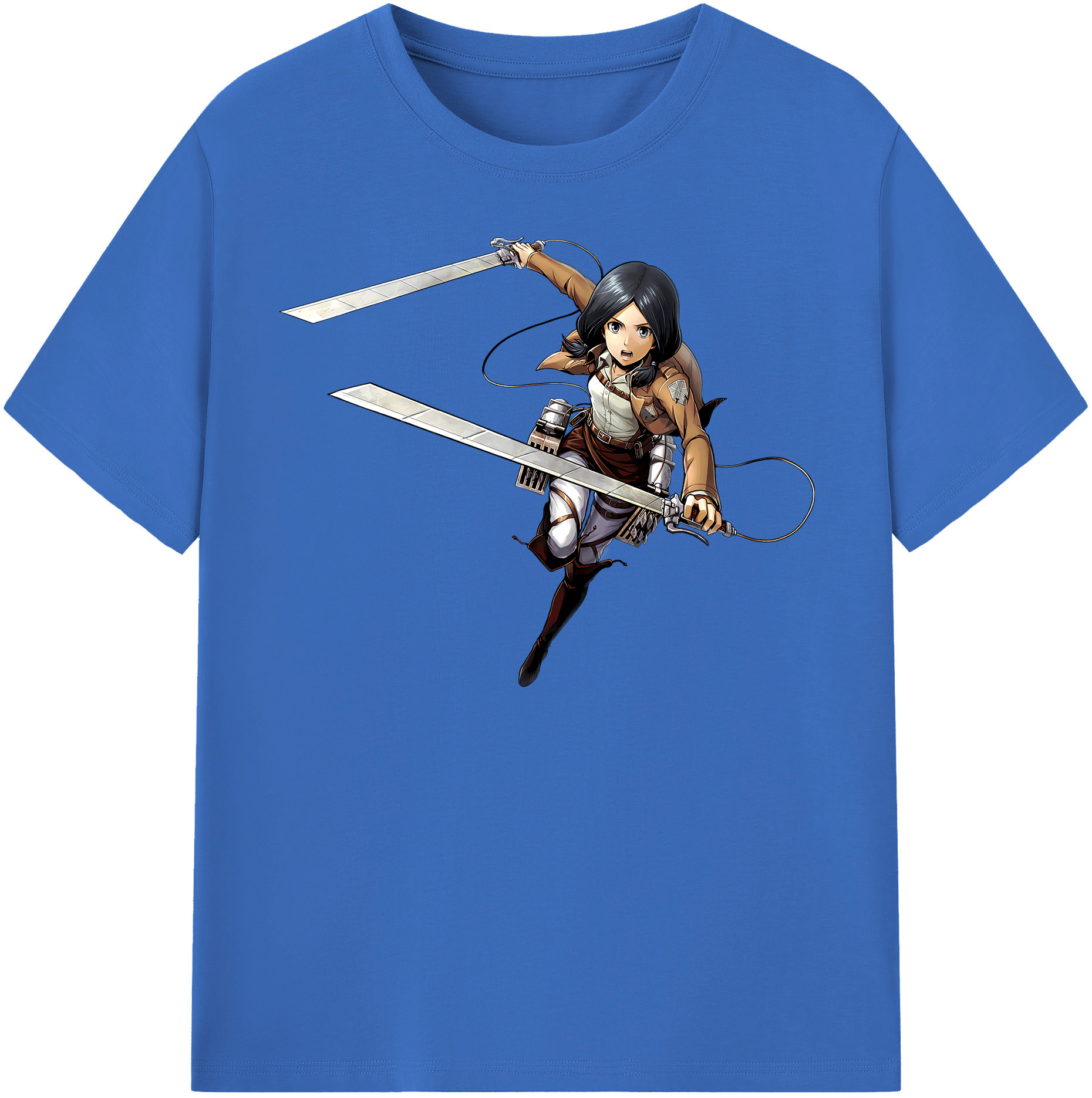（画像用） 進撃の巨人 ミカサ·アッカーマン Attack on Titan Mikasa Ackerman 綿100％半袖Tシャツ（フロントプリント）