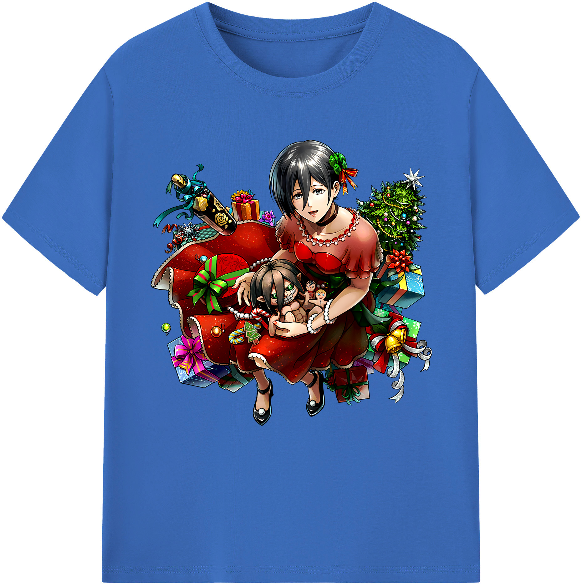 （画像用） 進撃の巨人 ミカサ·アッカーマン Attack on Titan Mikasa Ackerman 綿100％半袖Tシャツ（フロントプリント）