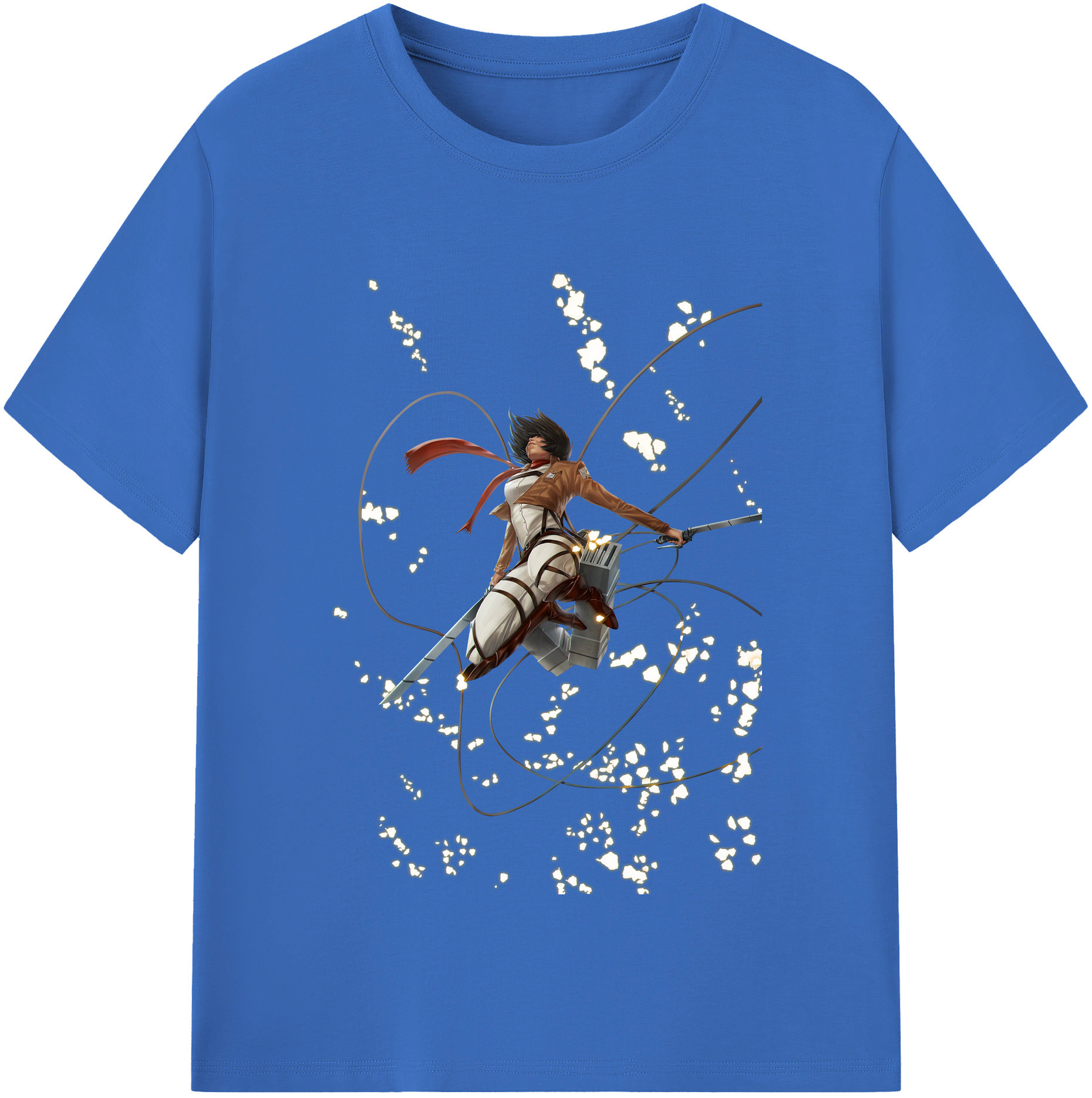 （画像用） 進撃の巨人 ミカサ·アッカーマン Attack on Titan Mikasa Ackerman 綿100％半袖Tシャツ（フロントプリント）