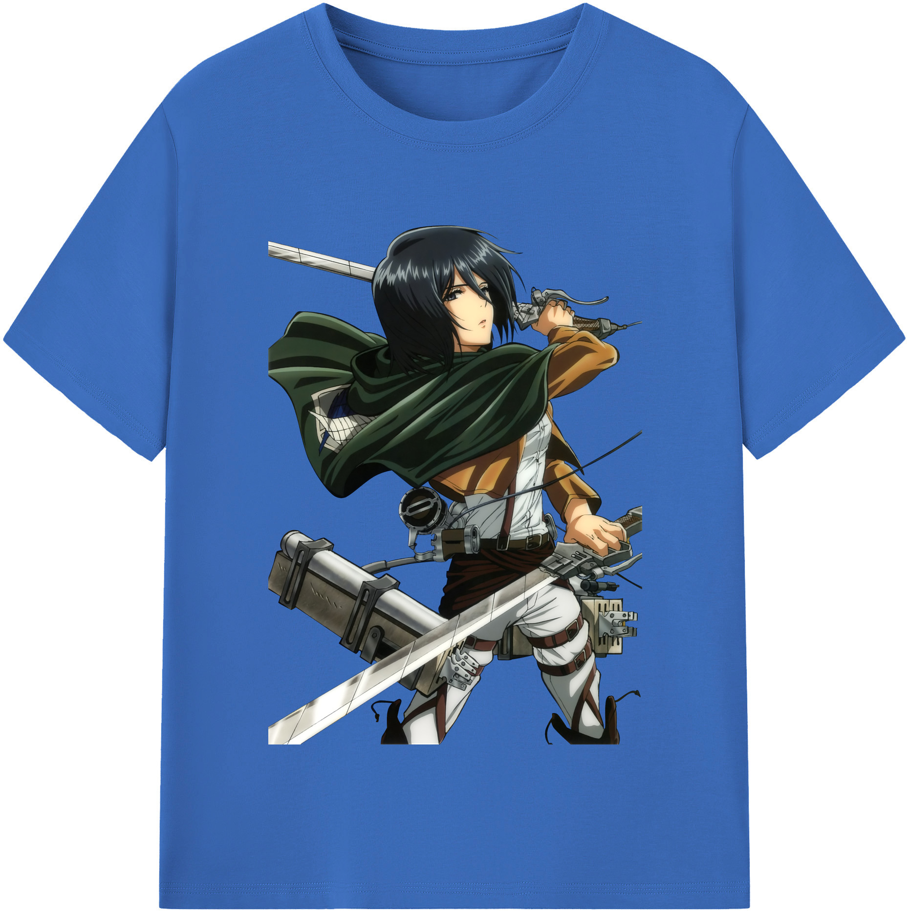 （画像用） 進撃の巨人 ミカサ·アッカーマン Attack on Titan Mikasa Ackerman 綿100％半袖Tシャツ（フロントプリント）
